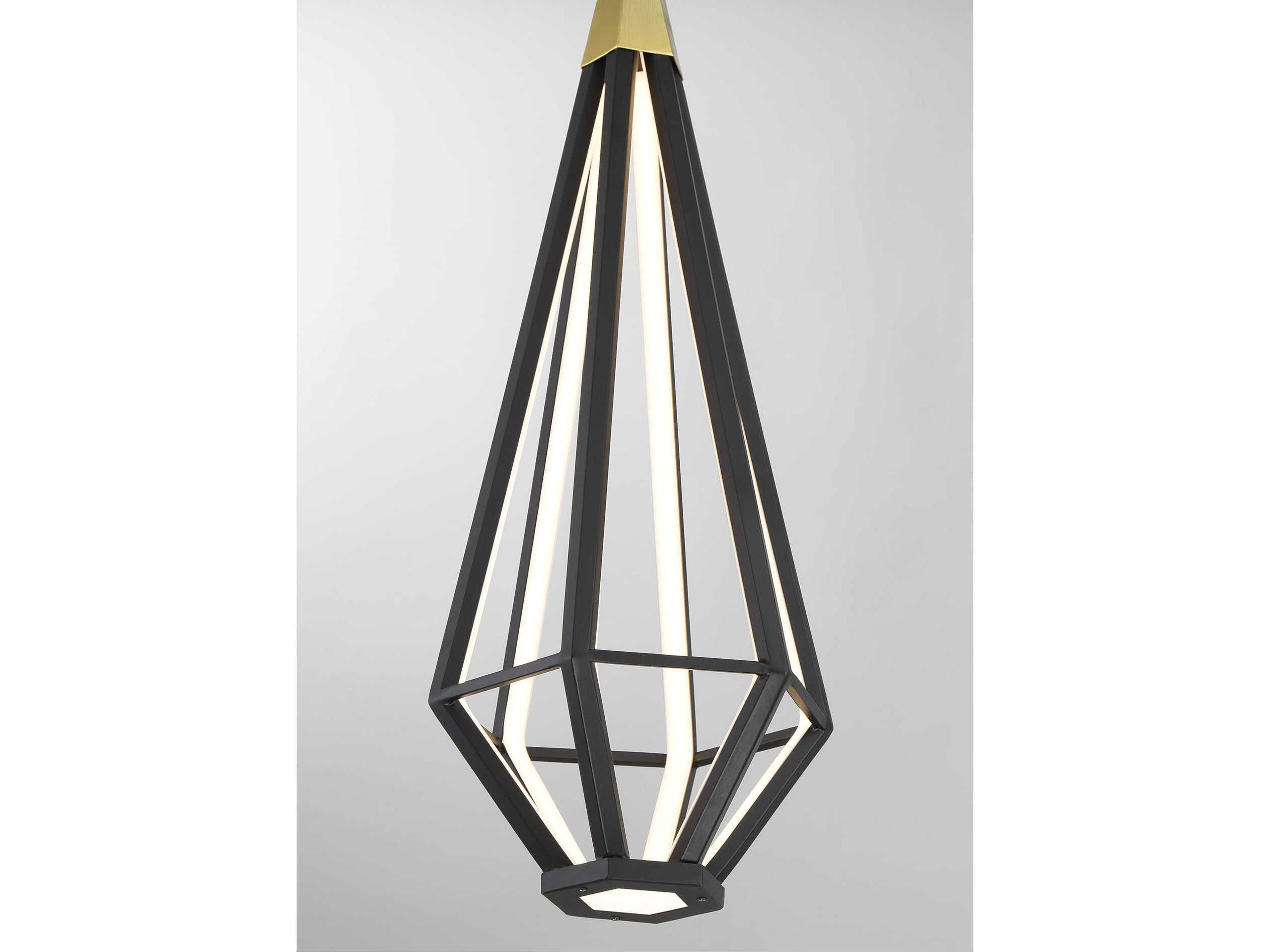 George Kovacs Dripping Gems 1-Light Soft Brass Black LED Geometric Mini Pendant