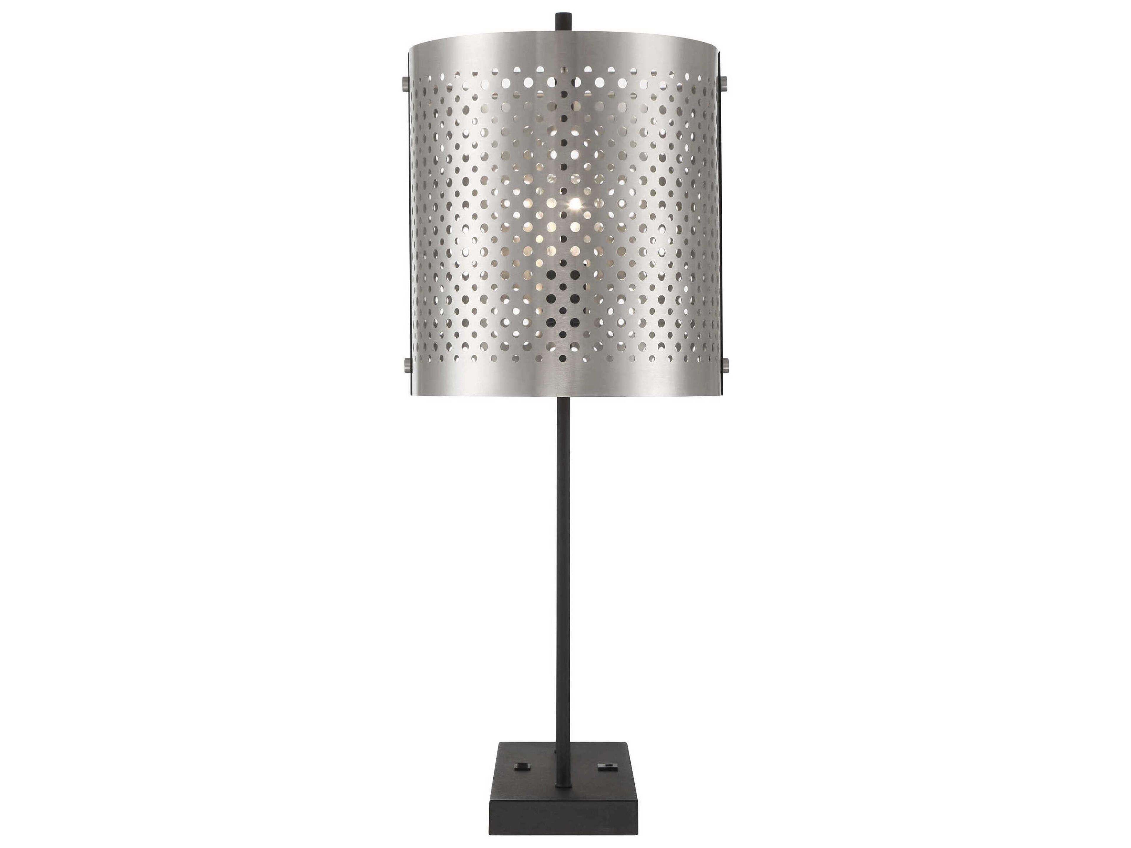 George Kovacs Noho Brushed Nickel Sand Coal Black Buffet Lamp