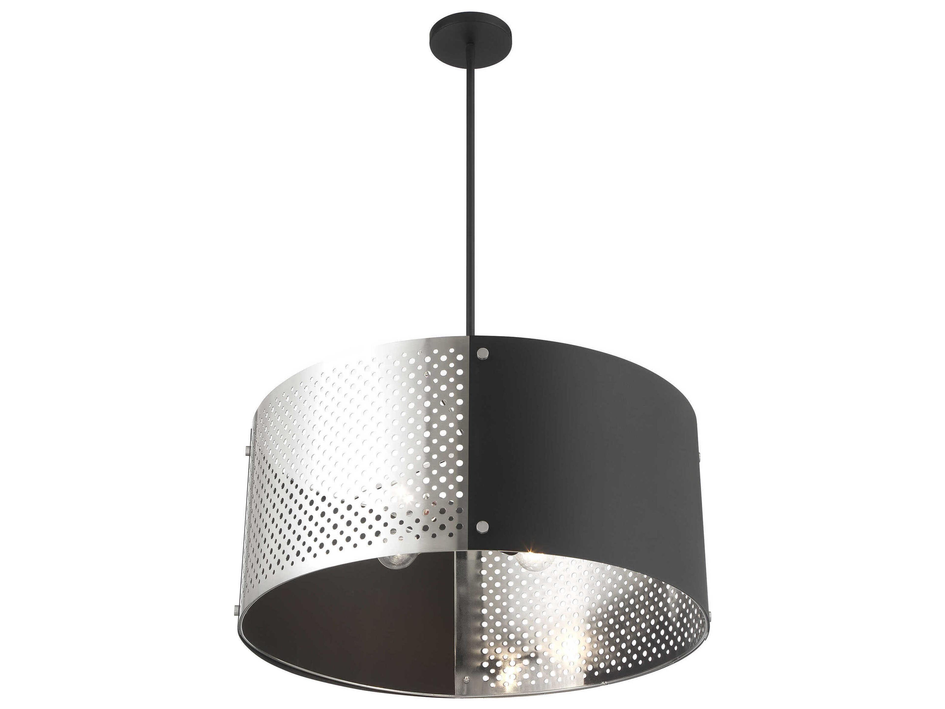 George Kovacs Noho 4-Light Brushed Nickel Sand Coal Black Drum Pendant