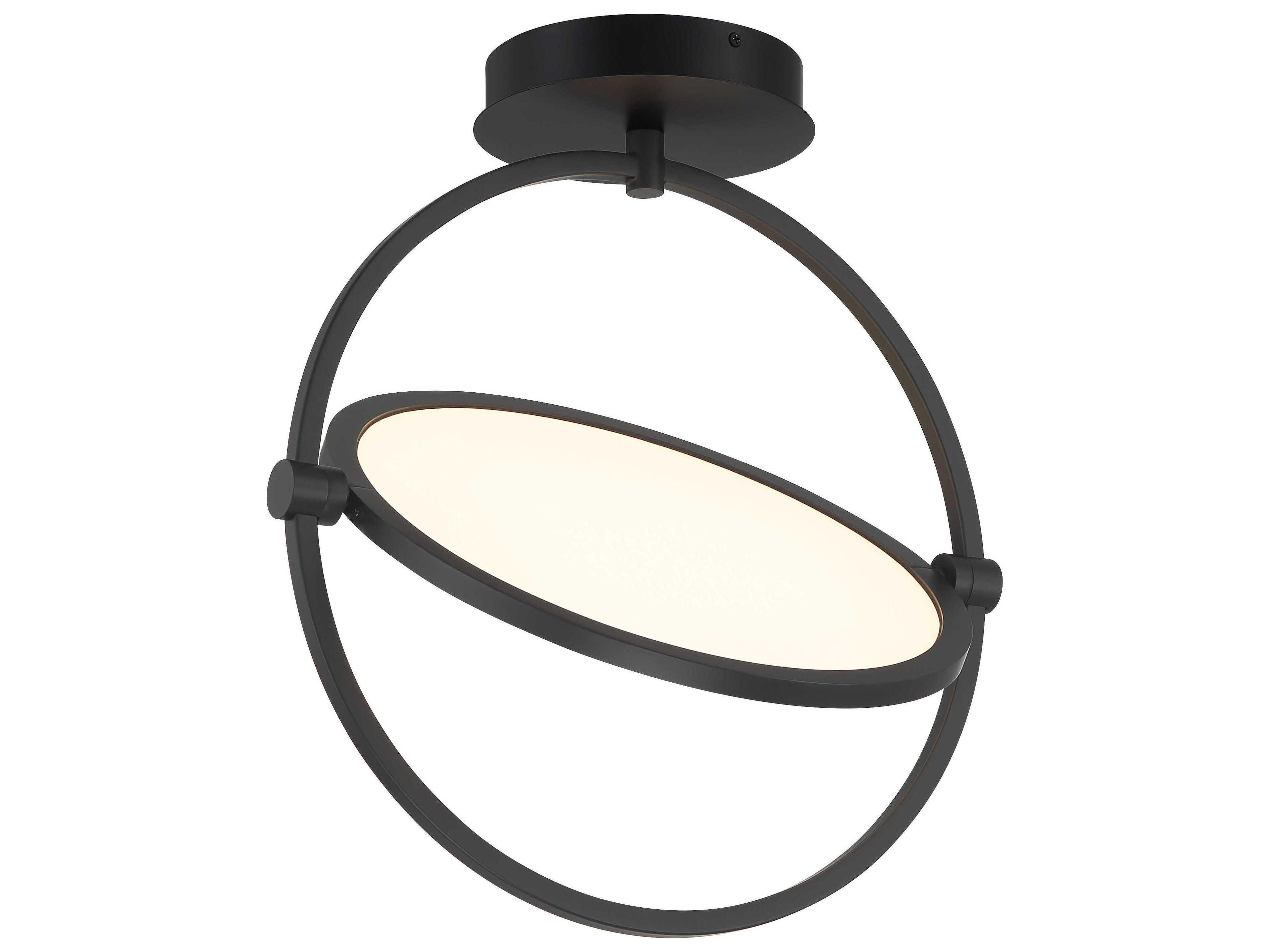 Studio 1-Light Coal Black Glass LED Round Semi Flush Mount
