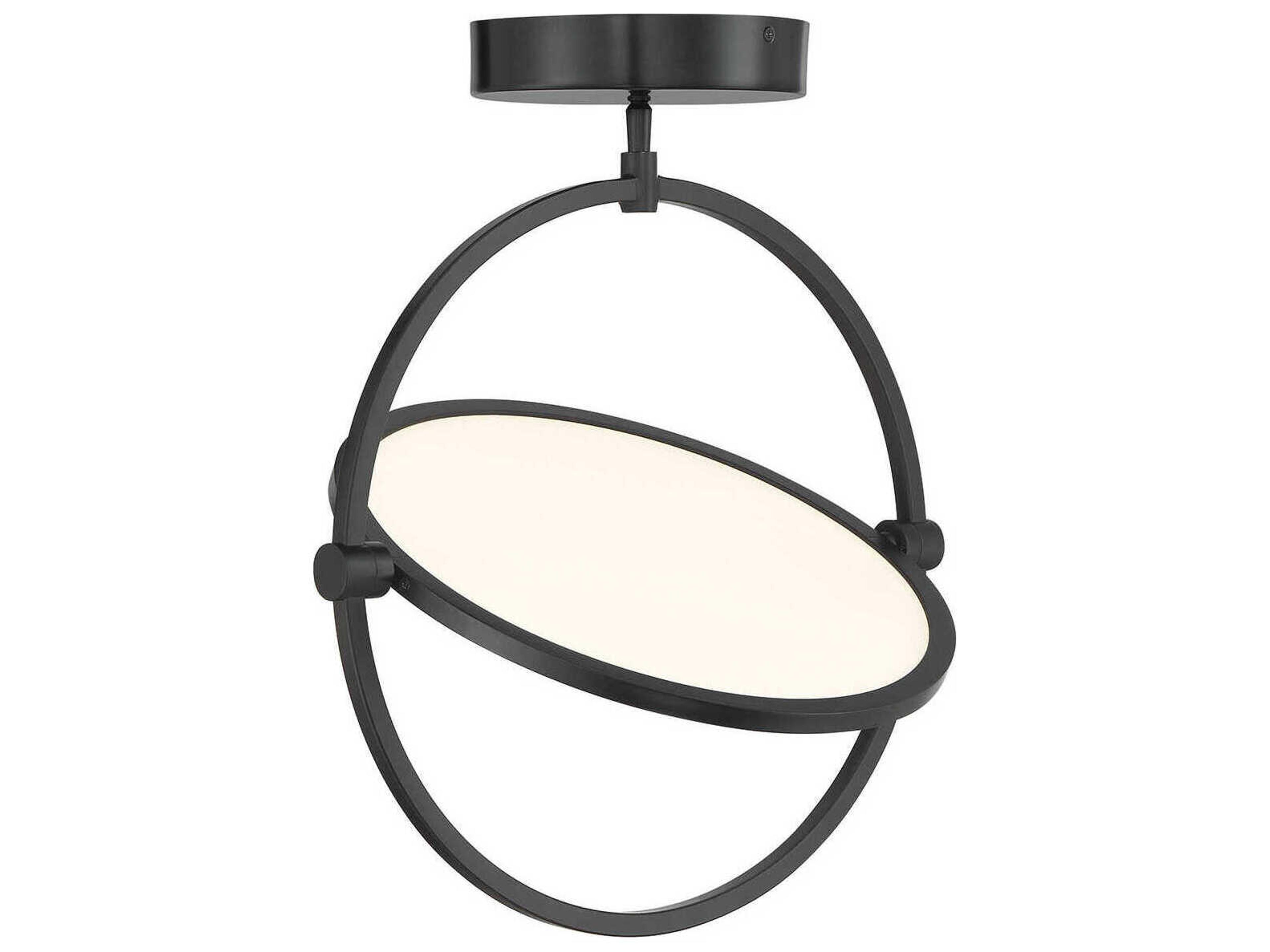 George Kovacs Studio 1-Light Coal Black Glass LED Round Semi Flush Mount