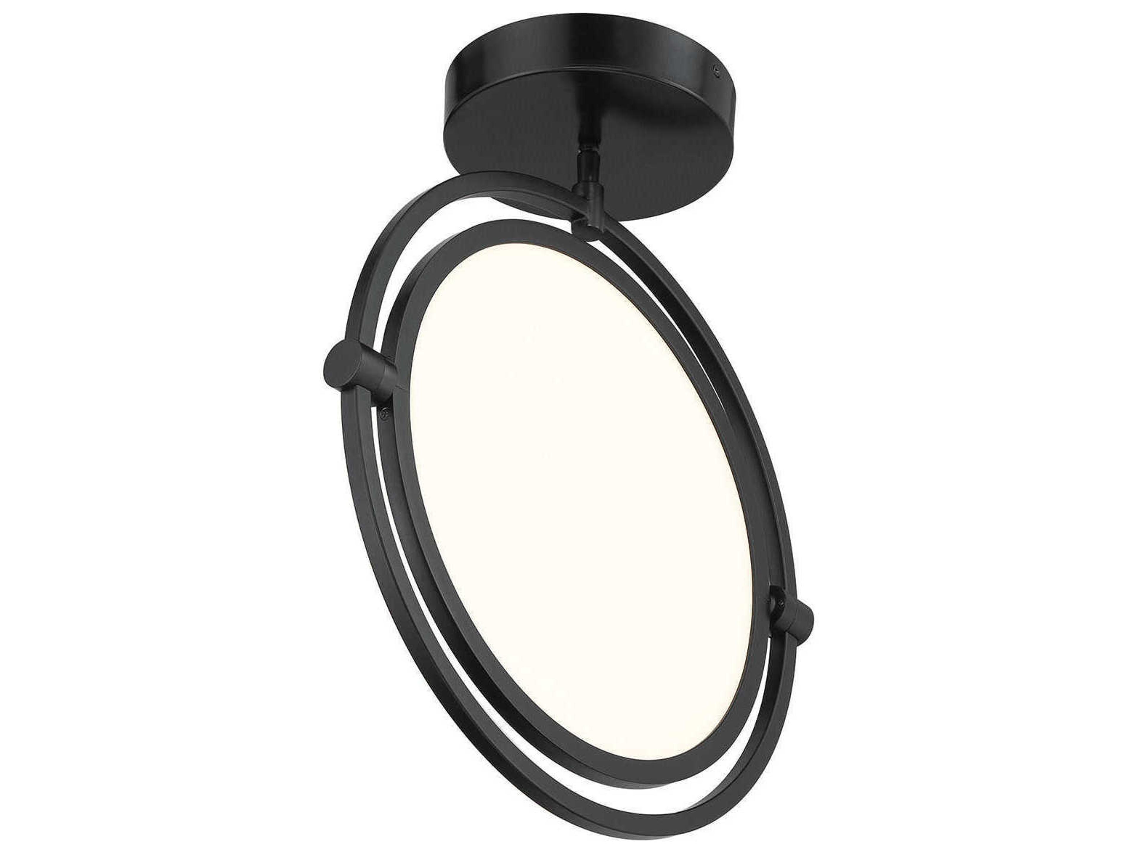 George Kovacs Studio 1-Light Coal Black Glass LED Round Semi Flush Mount