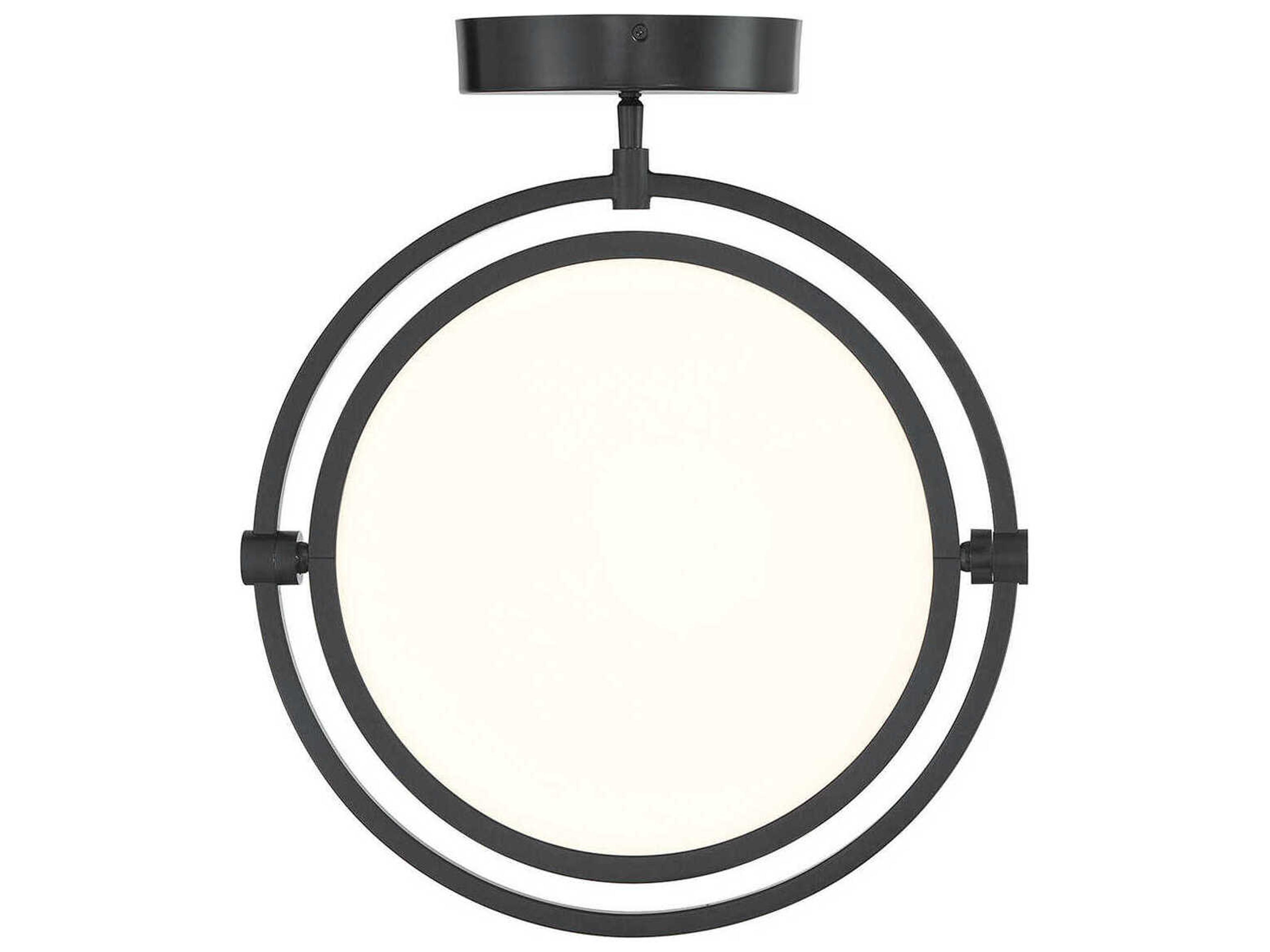 George Kovacs Studio 1-Light Coal Black Glass LED Round Semi Flush Mount