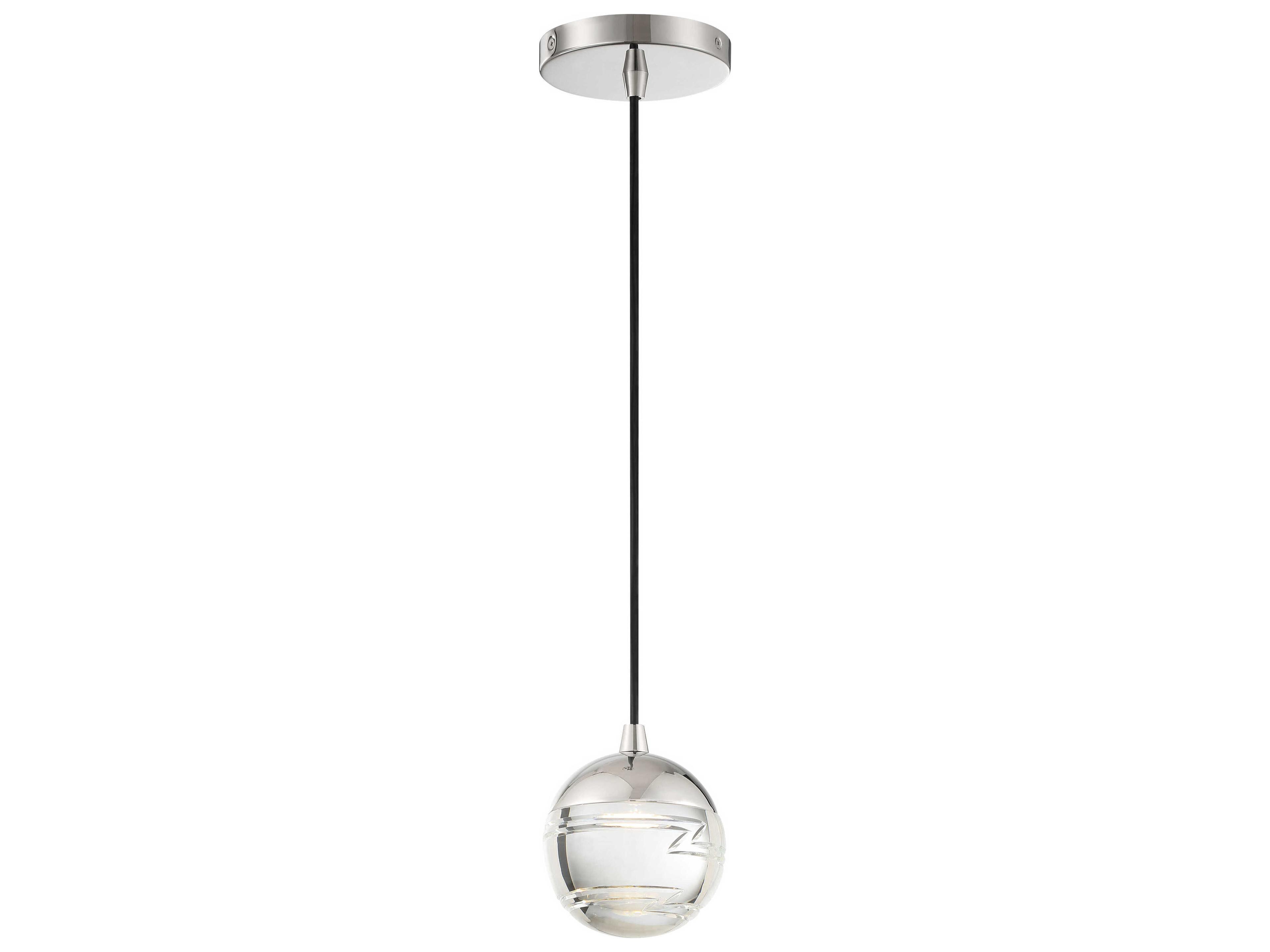 Hail 1-Light Polished Nickel Clear Glass LED Globe Mini Pendant