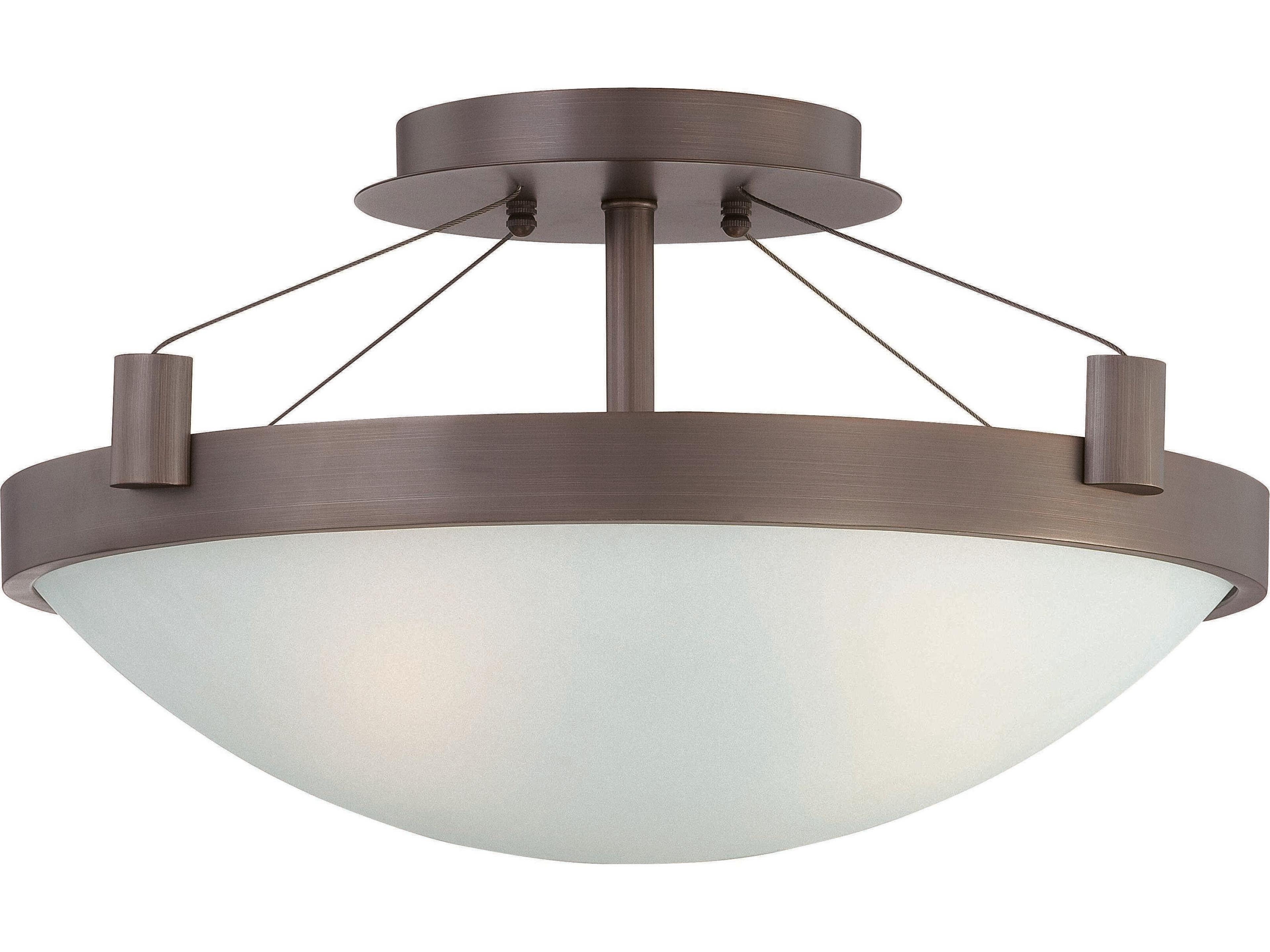 Suspended Semi-Flush Mount Ceiling Light in Copper Bronze Patina
