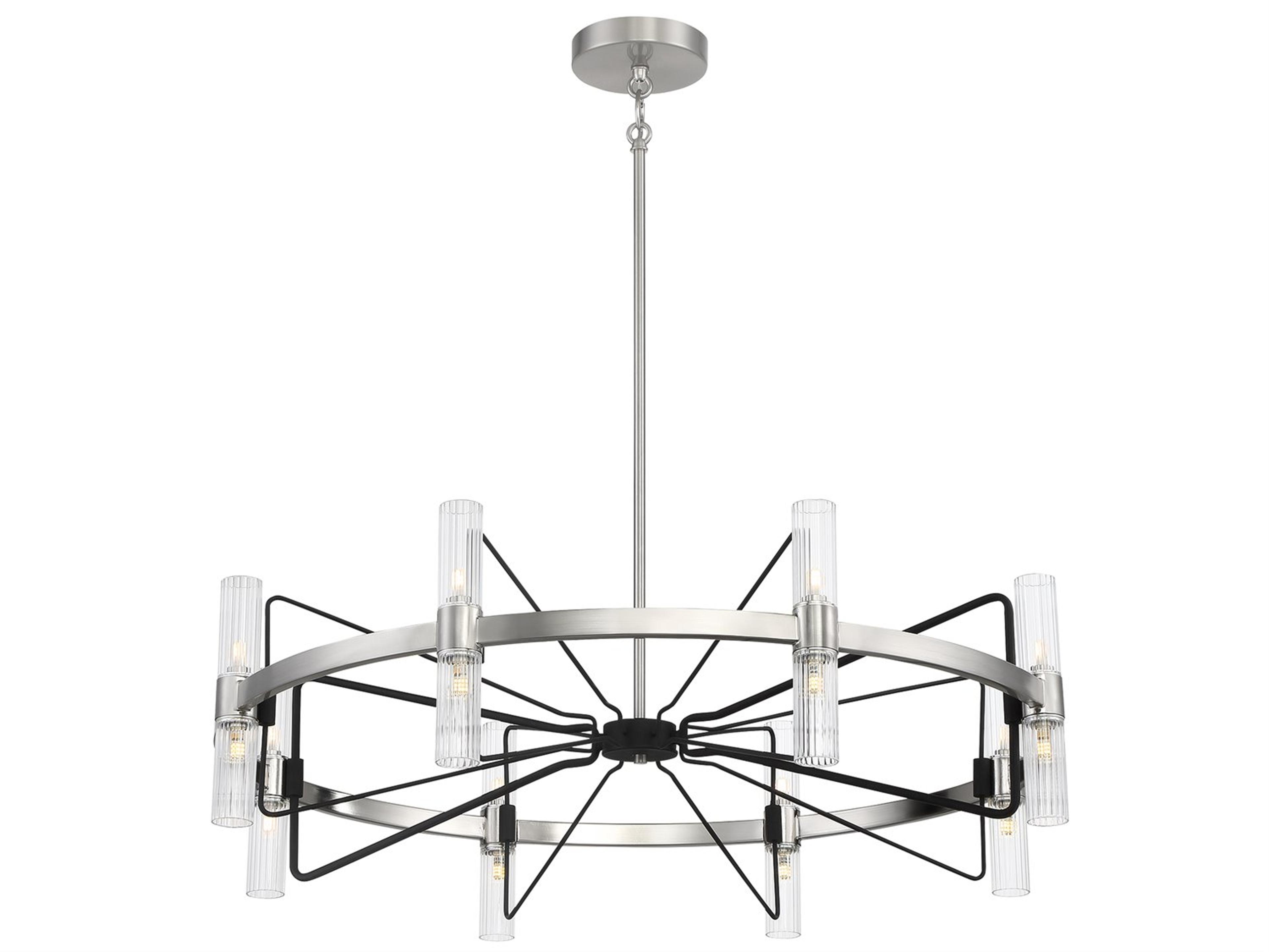 Mass Transit 16-Light Pendant in Brushed Nickel and Sand Coal