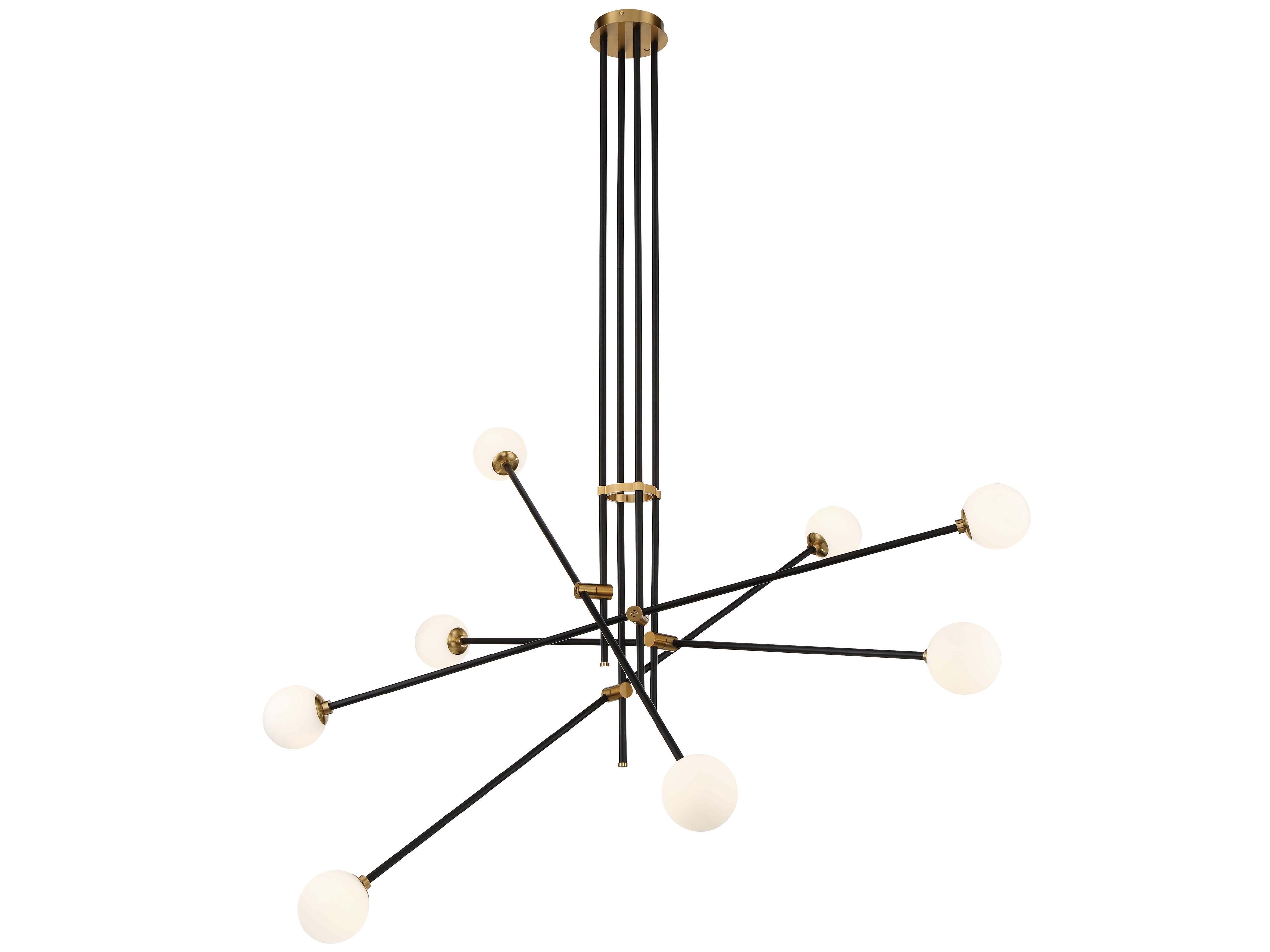 Cosmet Eight-Light Chandelier in Coal and Aged Brass