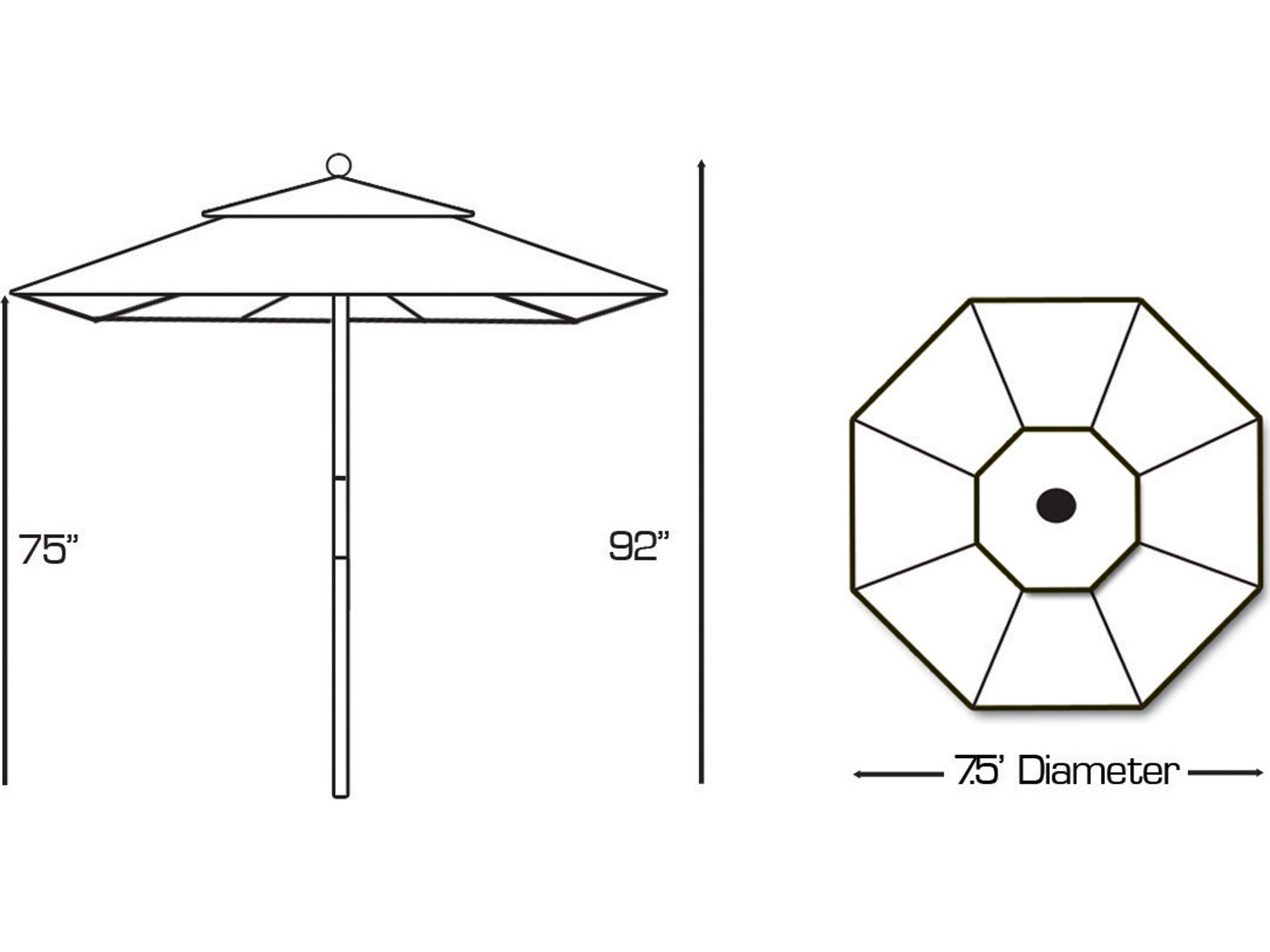 Galtech Quick Ship Cafe & Bistro Wood 7.5 Foot Octagon Push Up Lift Outdoor Patio Umbrella