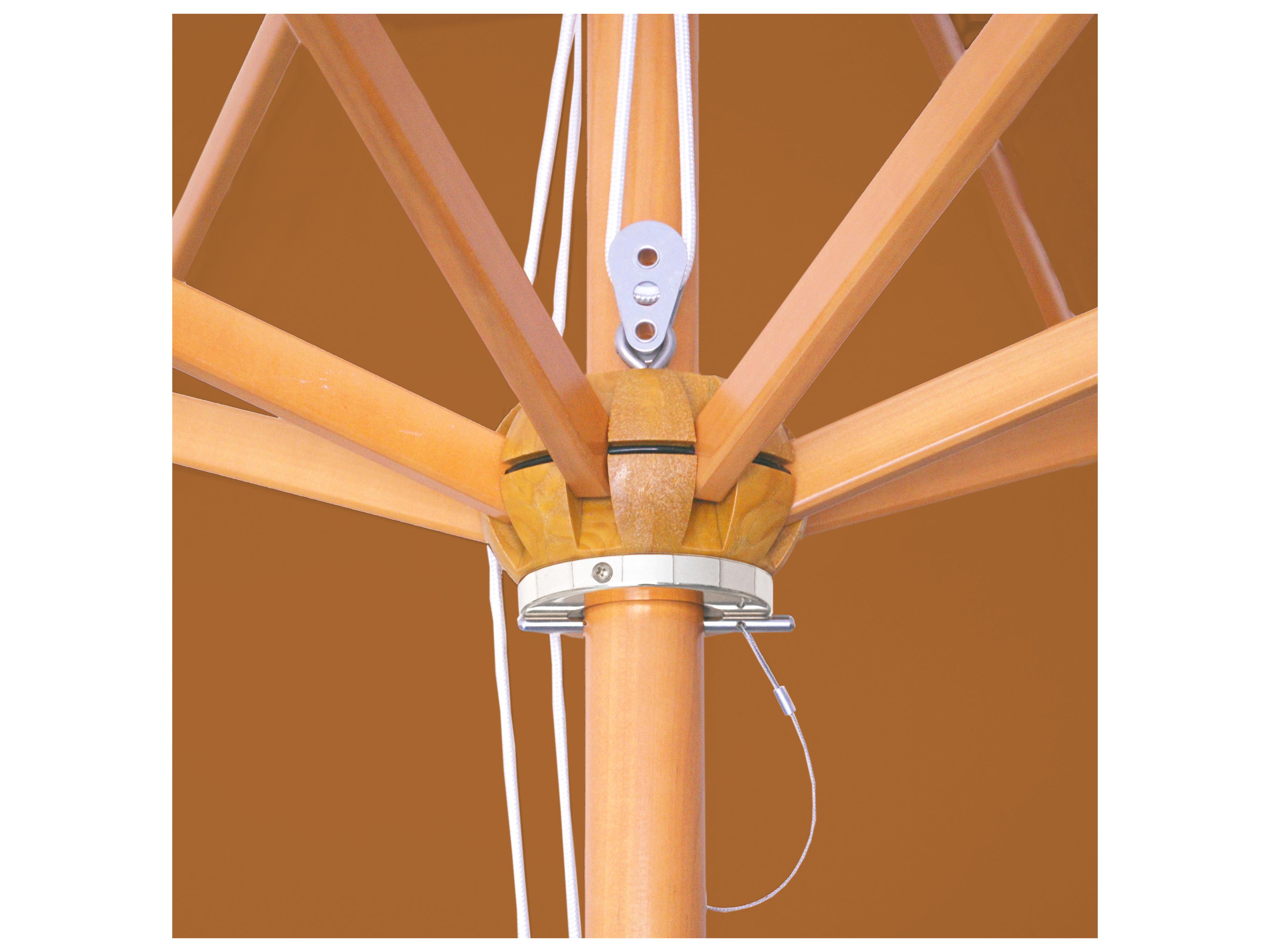 Galtech Quick Ship Light Wood 11 Foot Octagon Quad Pulley Lift Patio Umbrella