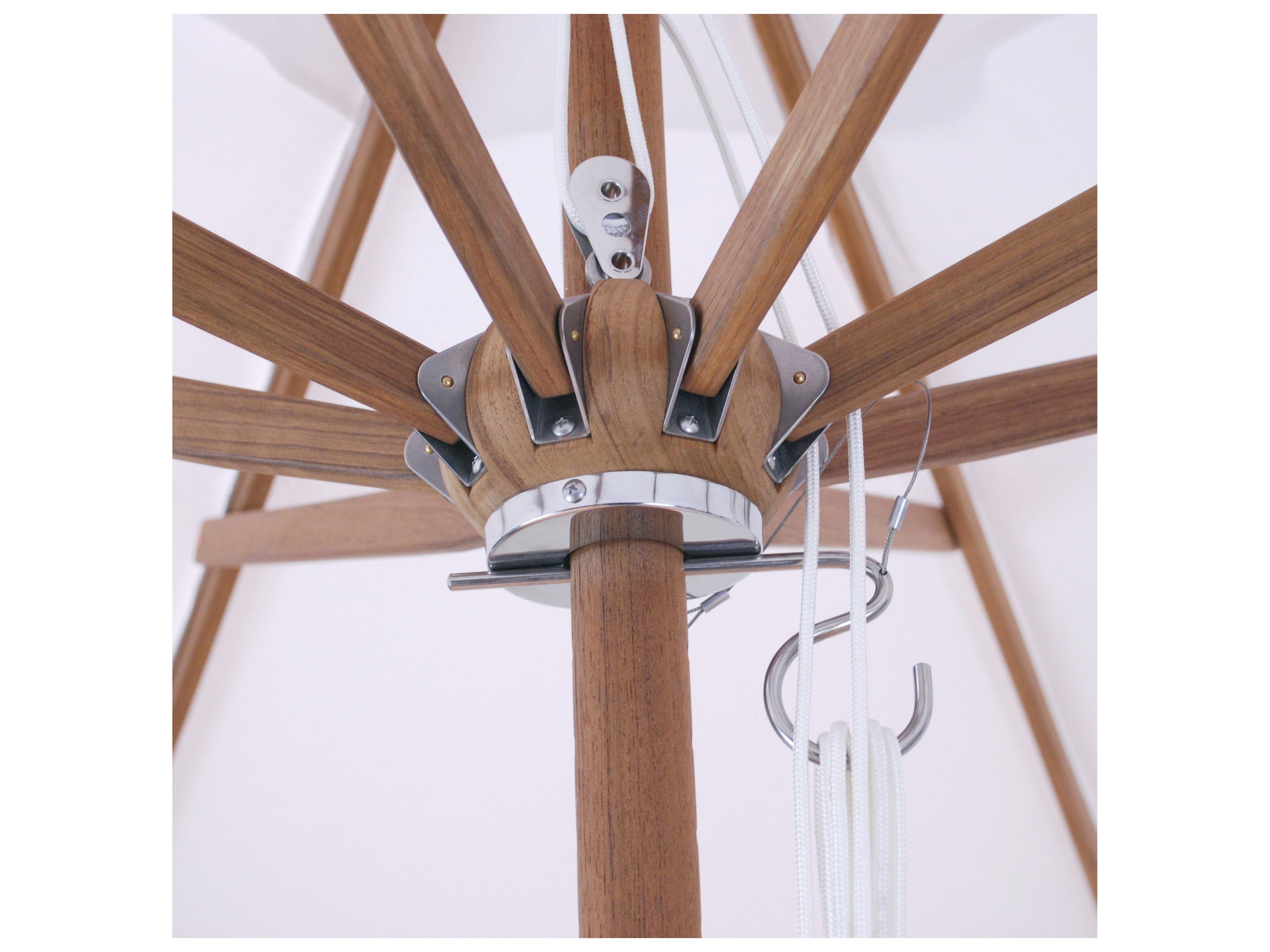 Galtech Quick Ship Teak 9 Foot Octagon Pulley Lift Outdoor Patio Umbrella