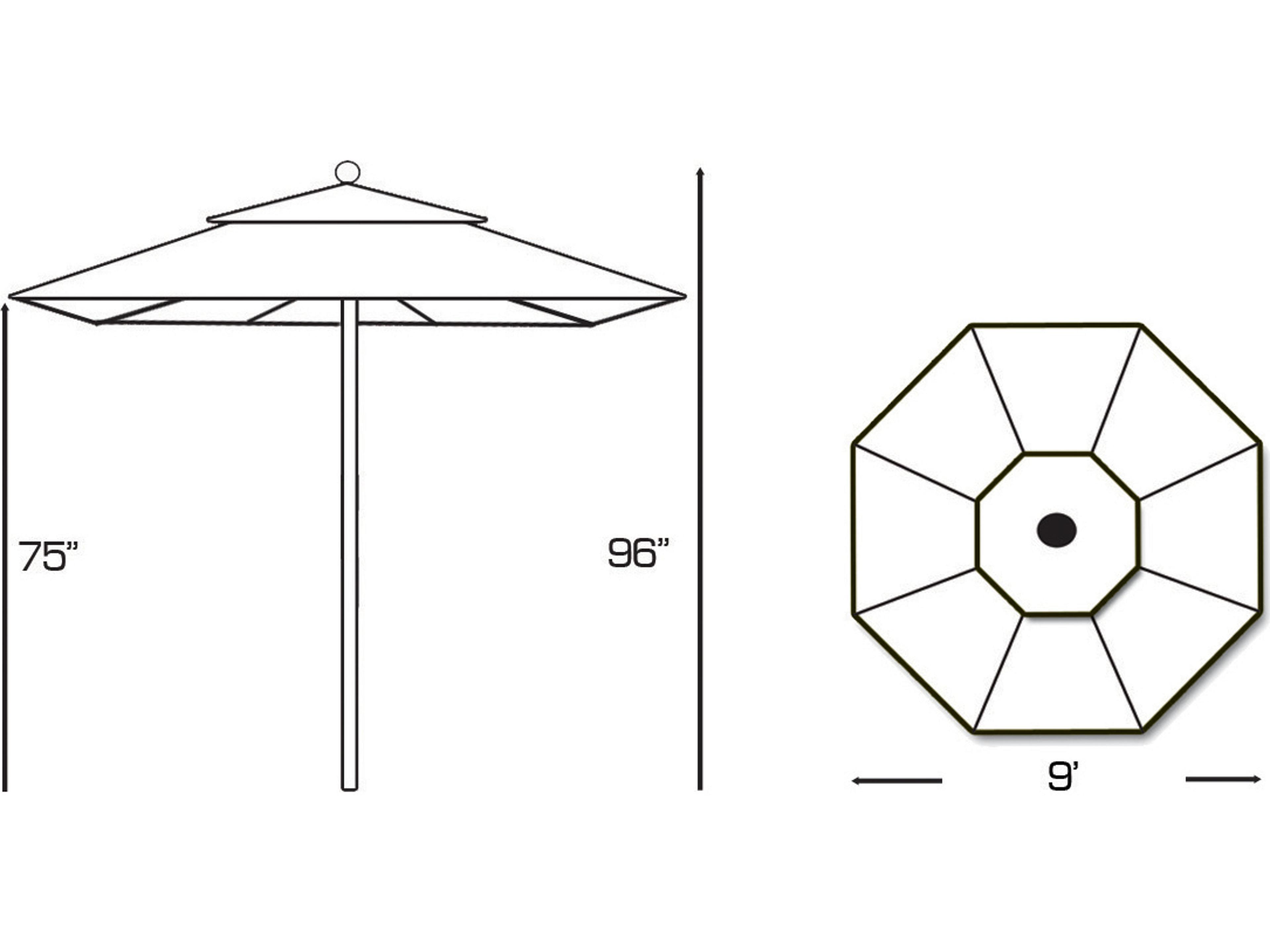 Galtech Quick Ship Teak 9 Foot Octagon Pulley Lift Outdoor Patio Umbrella