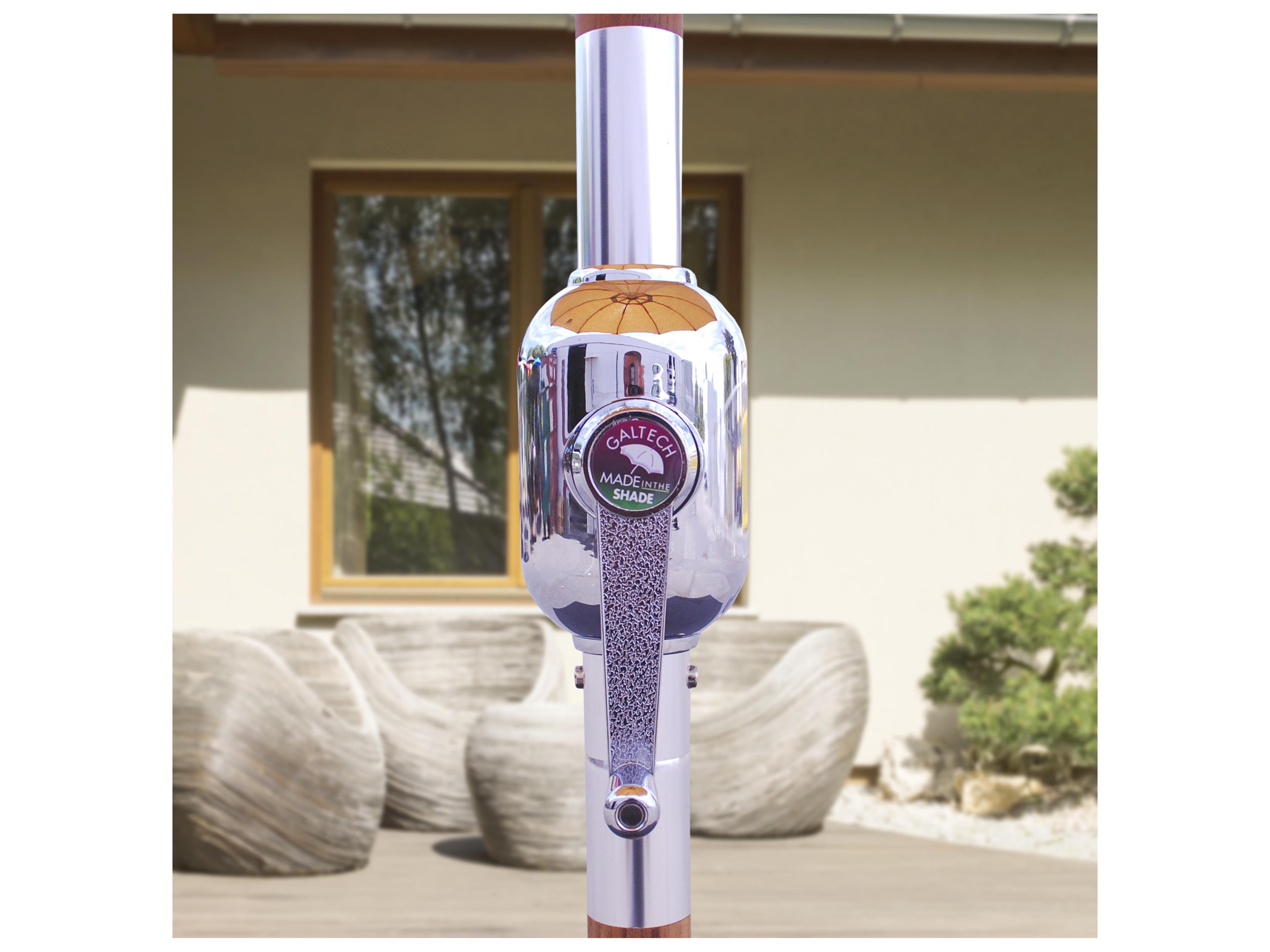 Galtech Quick Ship Teak 9 Foot Crank Lift Rotational Tilt Patio Umbrella