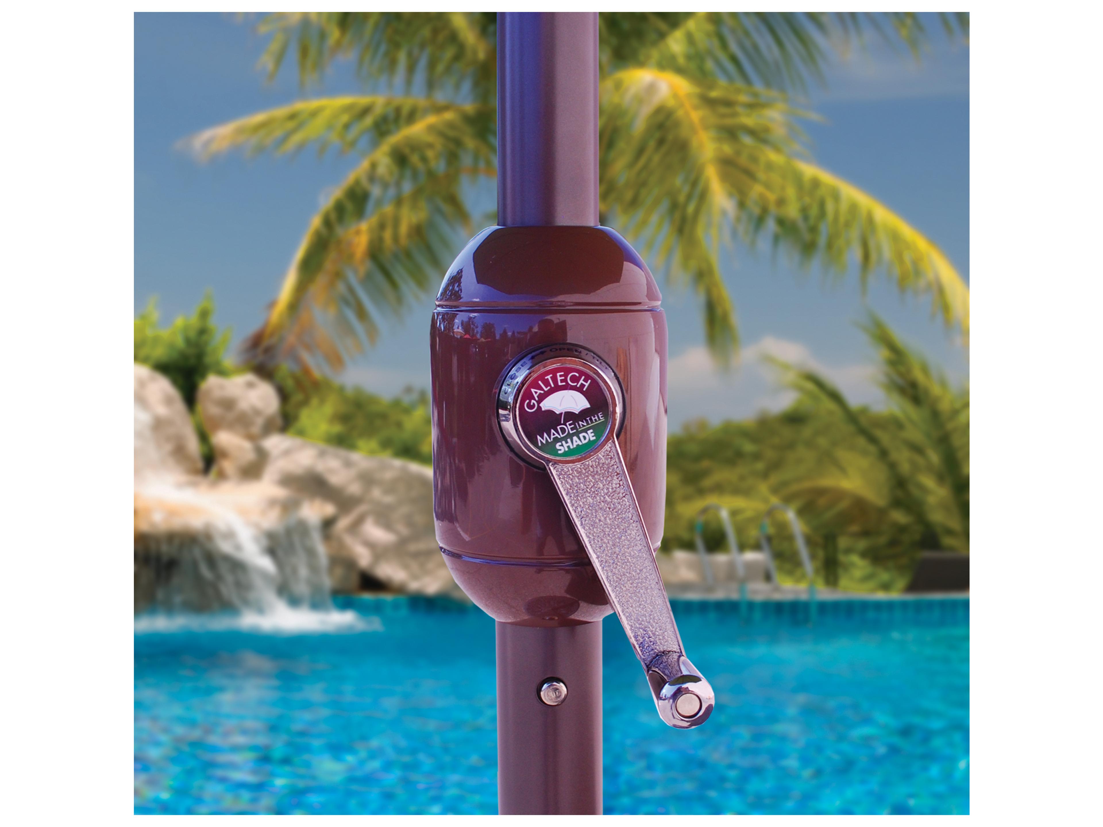 Galtech Quick Ship Aluminum 9 Foot Octagon Crank Lift Manual Tilt Outdoor Patio Umbrella