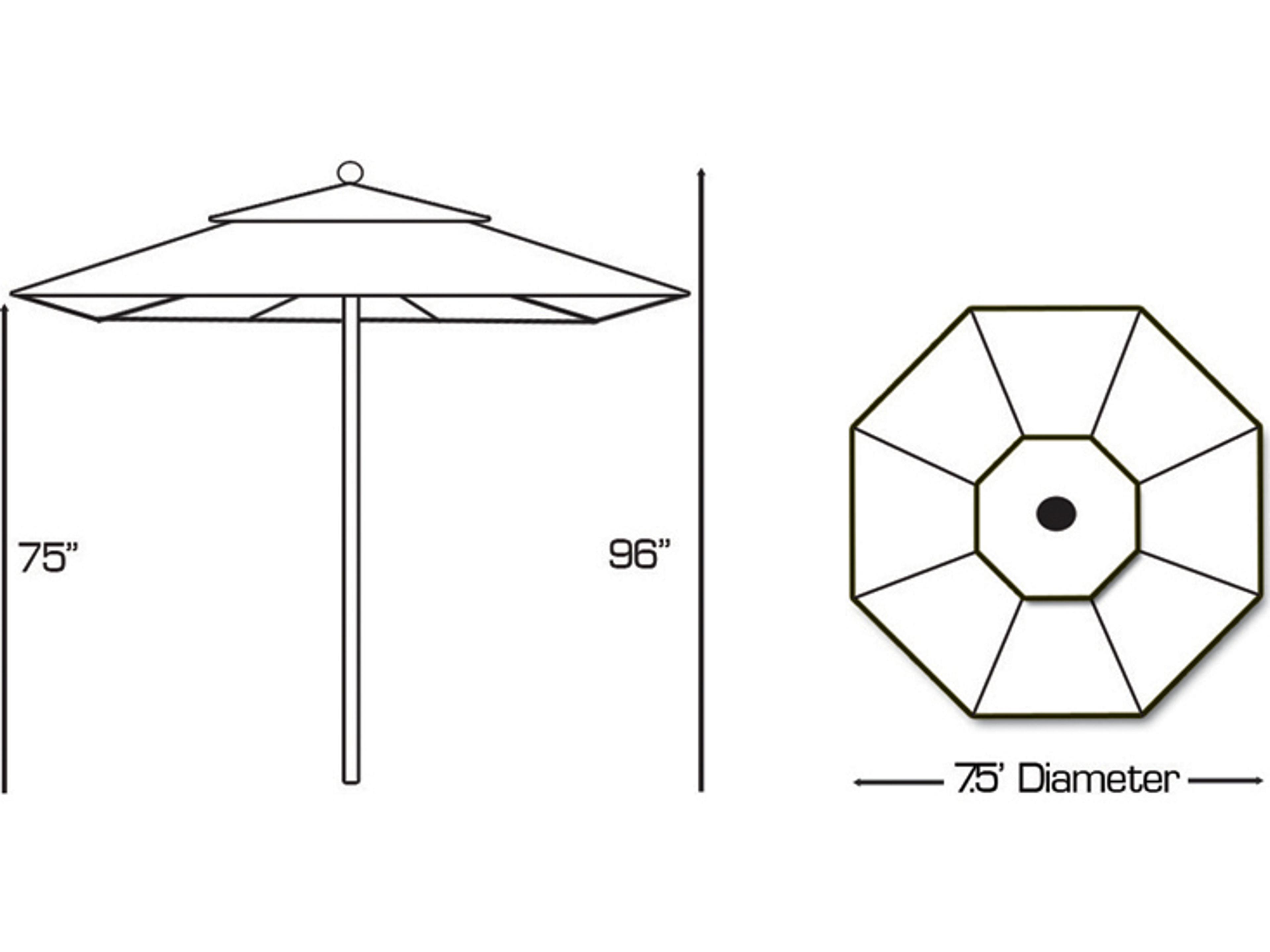 Galtech Quick Ship Commercial Aluminum 7.5 Foot Octagon Push Up Lift Outdoor Patio Umbrella
