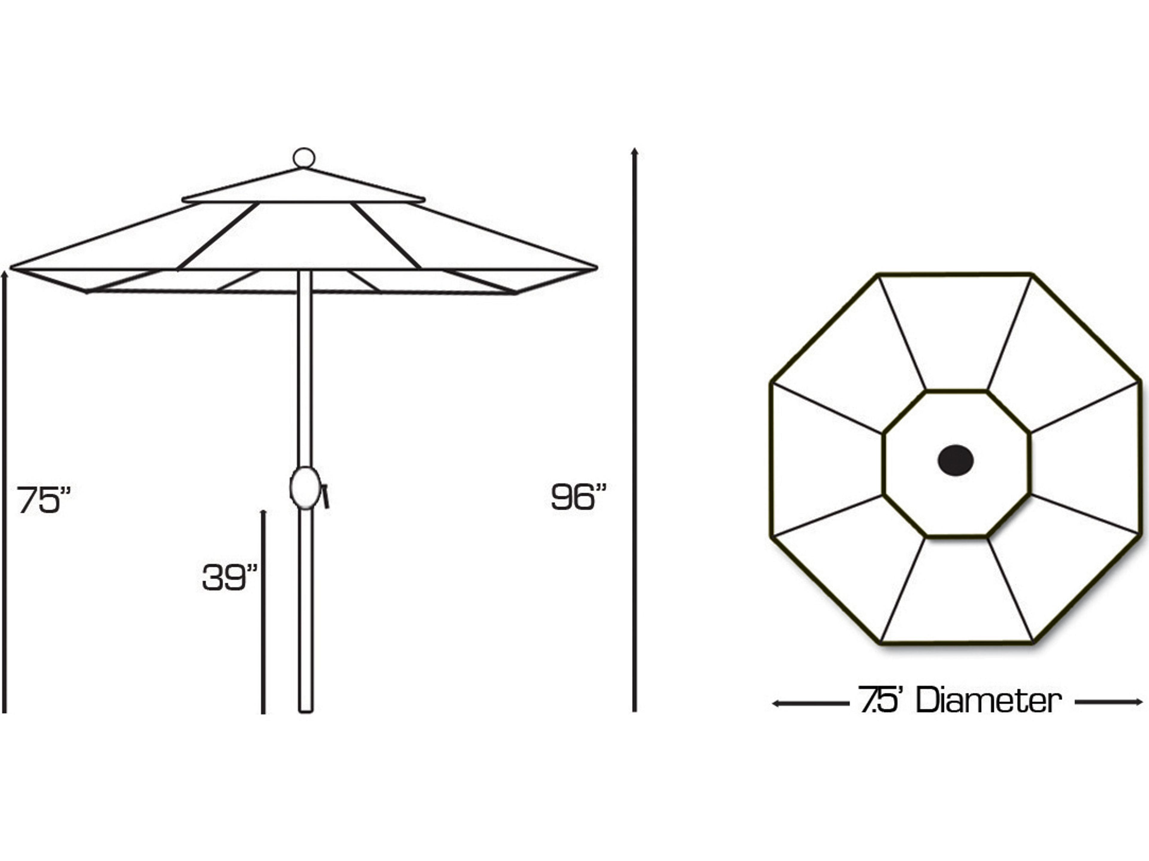 Galtech Quick Ship Aluminum 7.5 Foot Octagon Auto Tilt Crank Lift Patio Umbrella