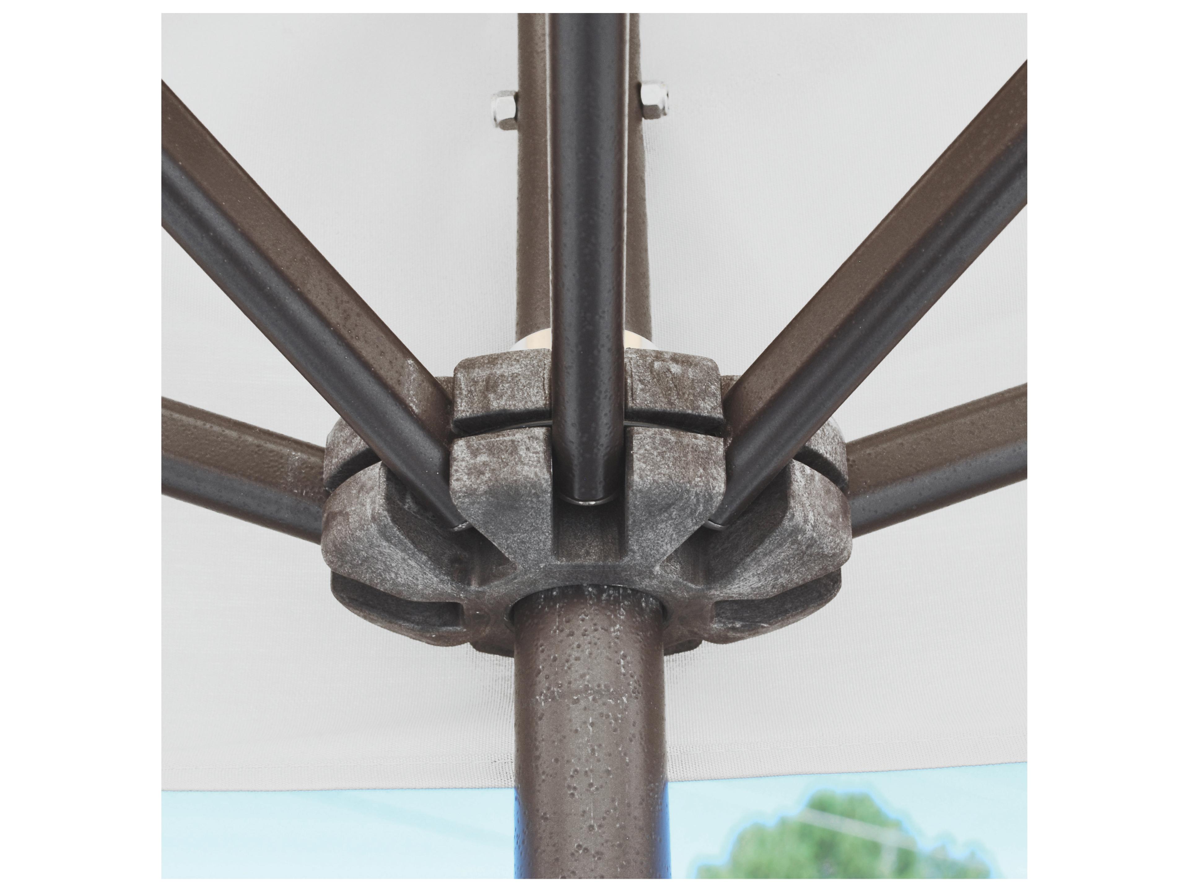 Galtech Quick Ship Commercial Aluminum Antique Bronze 7 x 3 Foot Half Wall Crank Lift Patio Umbrella