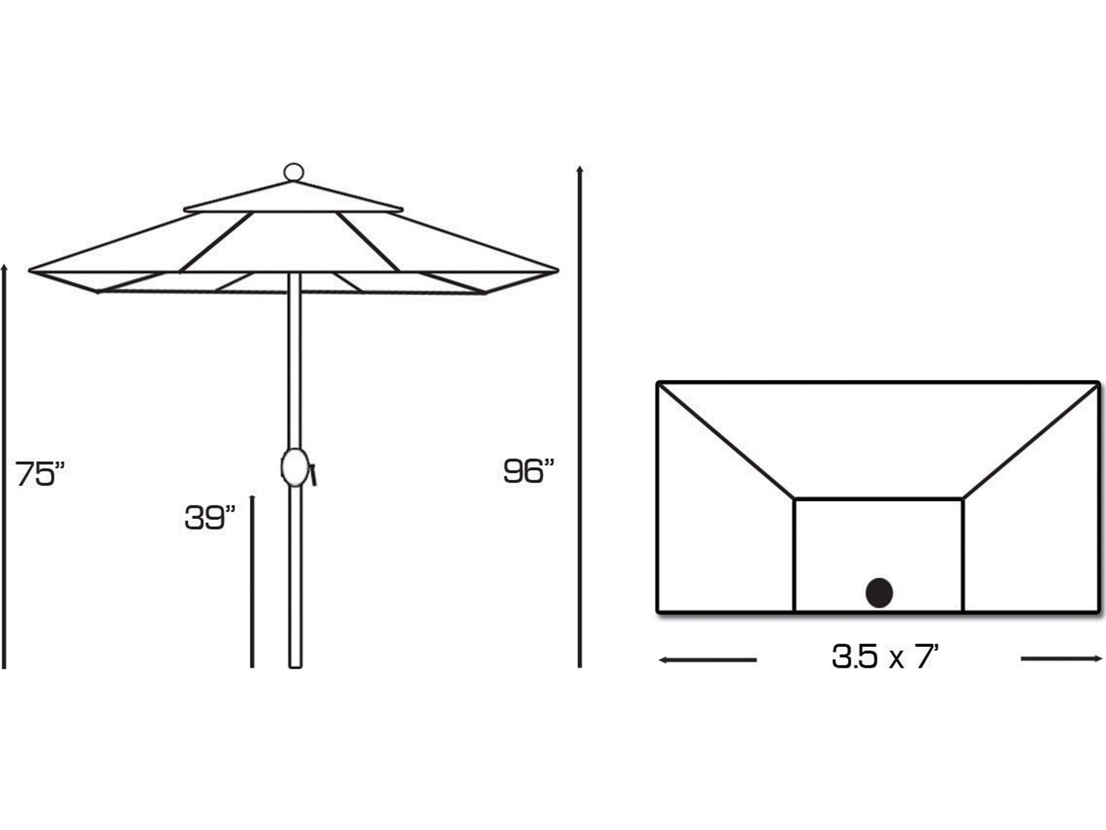 Galtech Quick Ship Commercial Aluminum Antique Bronze 7 x 3 Foot Half Wall Crank Lift Patio Umbrella