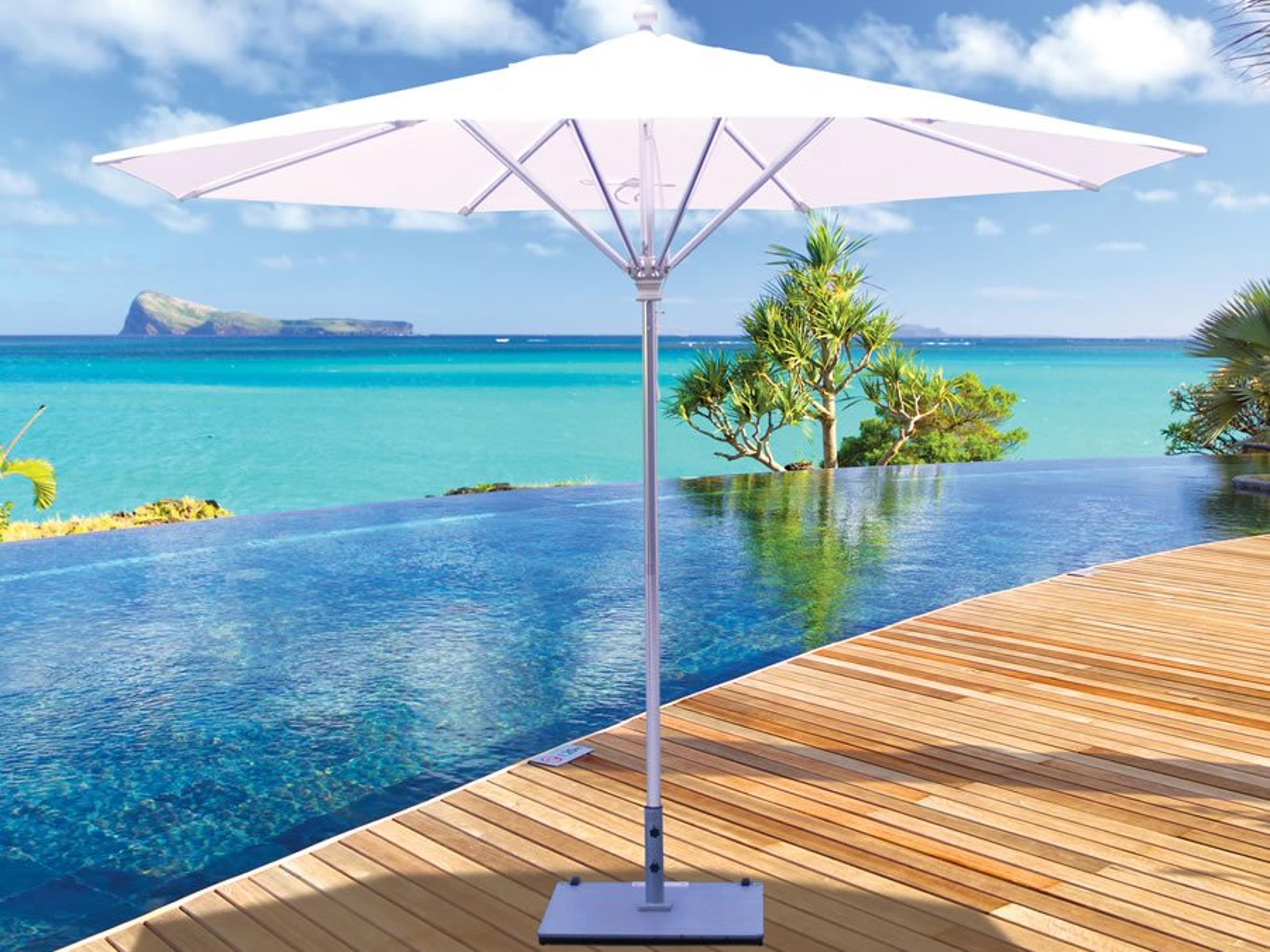 Quick Ship Commercial 11 Foot Silver Pulley Lift Outdoor Patio Umbrella