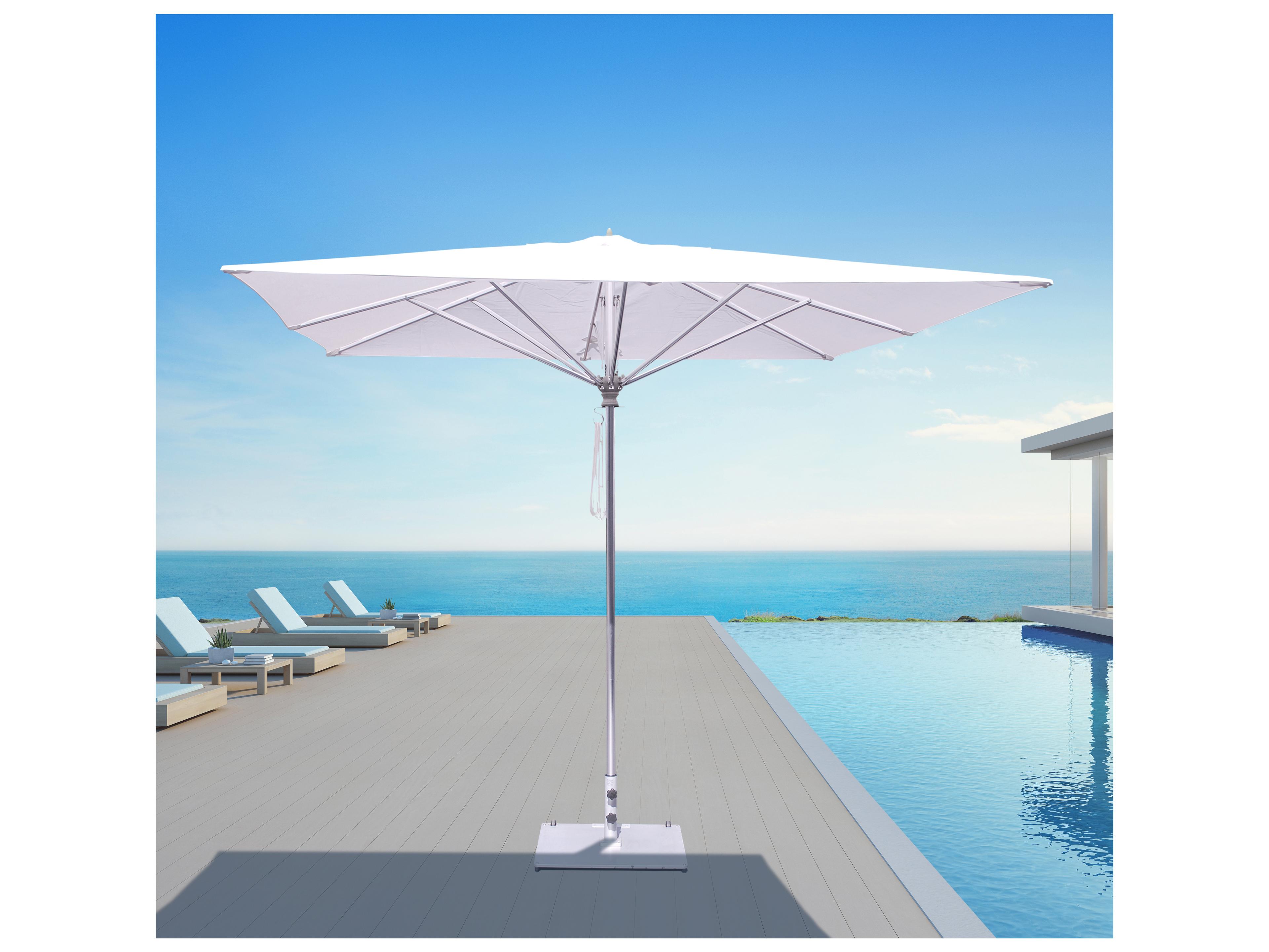 Quick Ship Commercial Aluminum Silver 10 Foot Square Pulley Lift Patio Umbrella