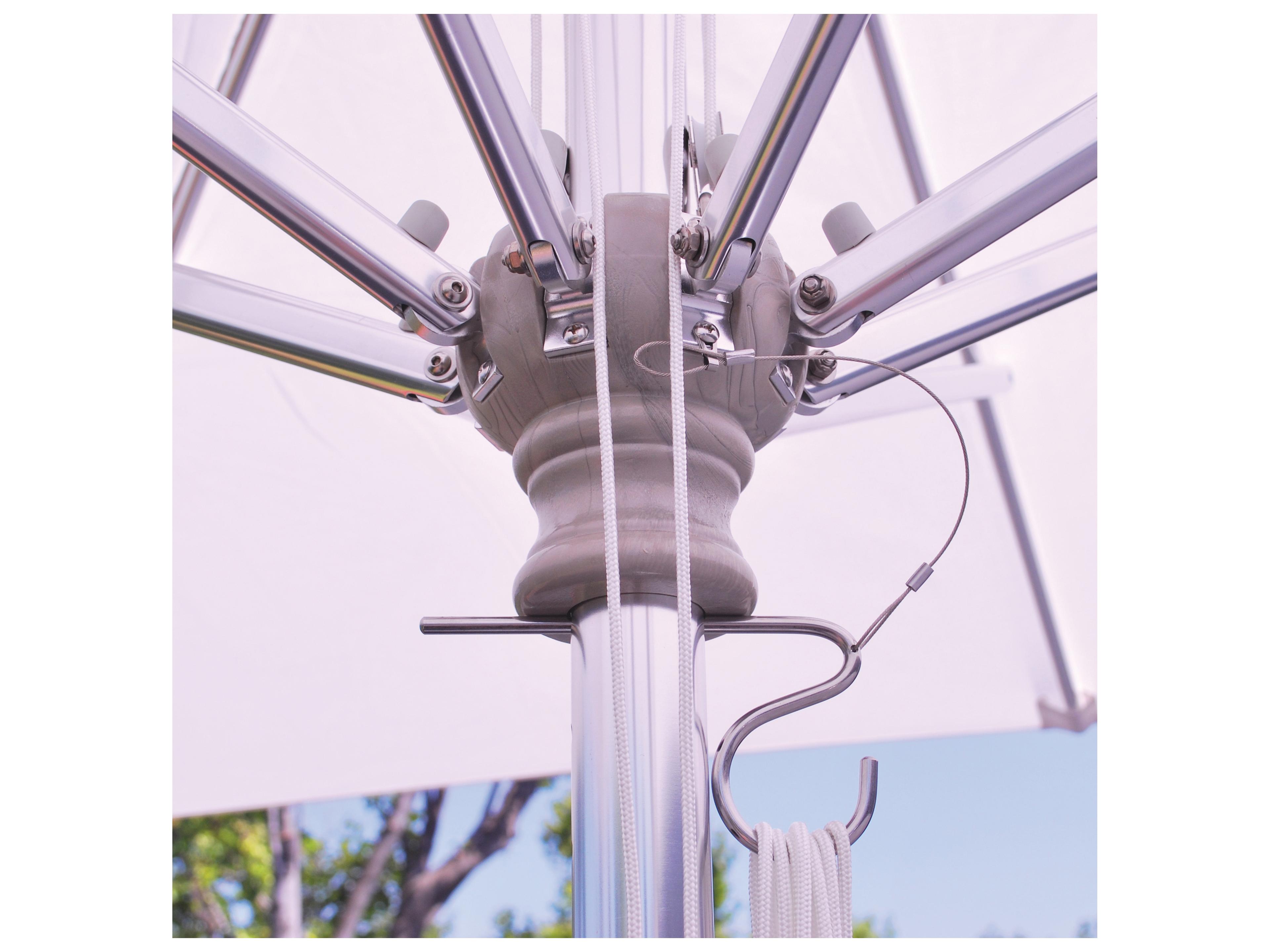 Galtech Quick Ship Commercial Aluminum Silver 10 Foot Square Pulley Lift Patio Umbrella