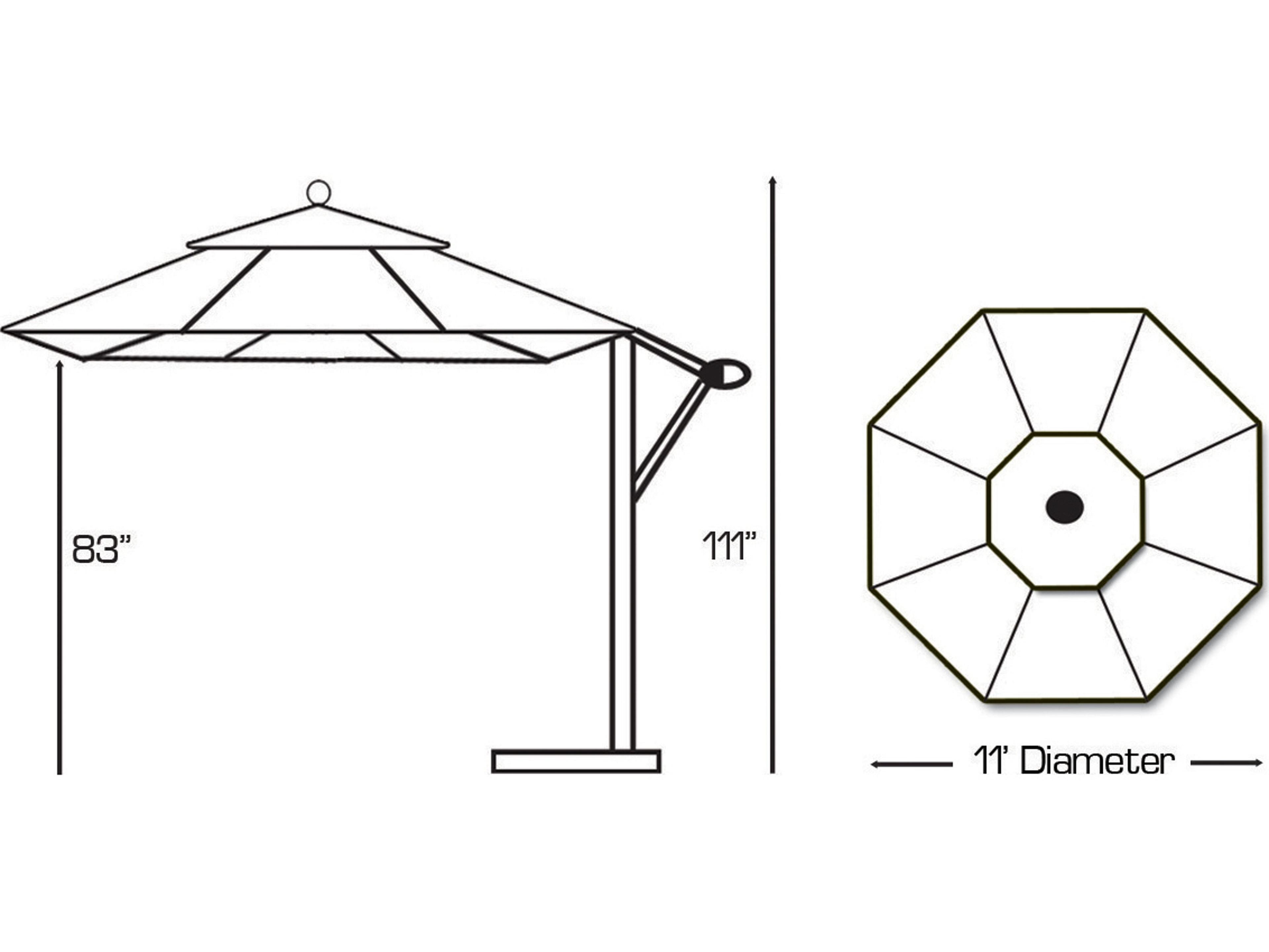 Galtech Quick Ship Cantilever Aluminum 11 Foot Octagon Easy Lift Offset Outdoor Patio Umbrella