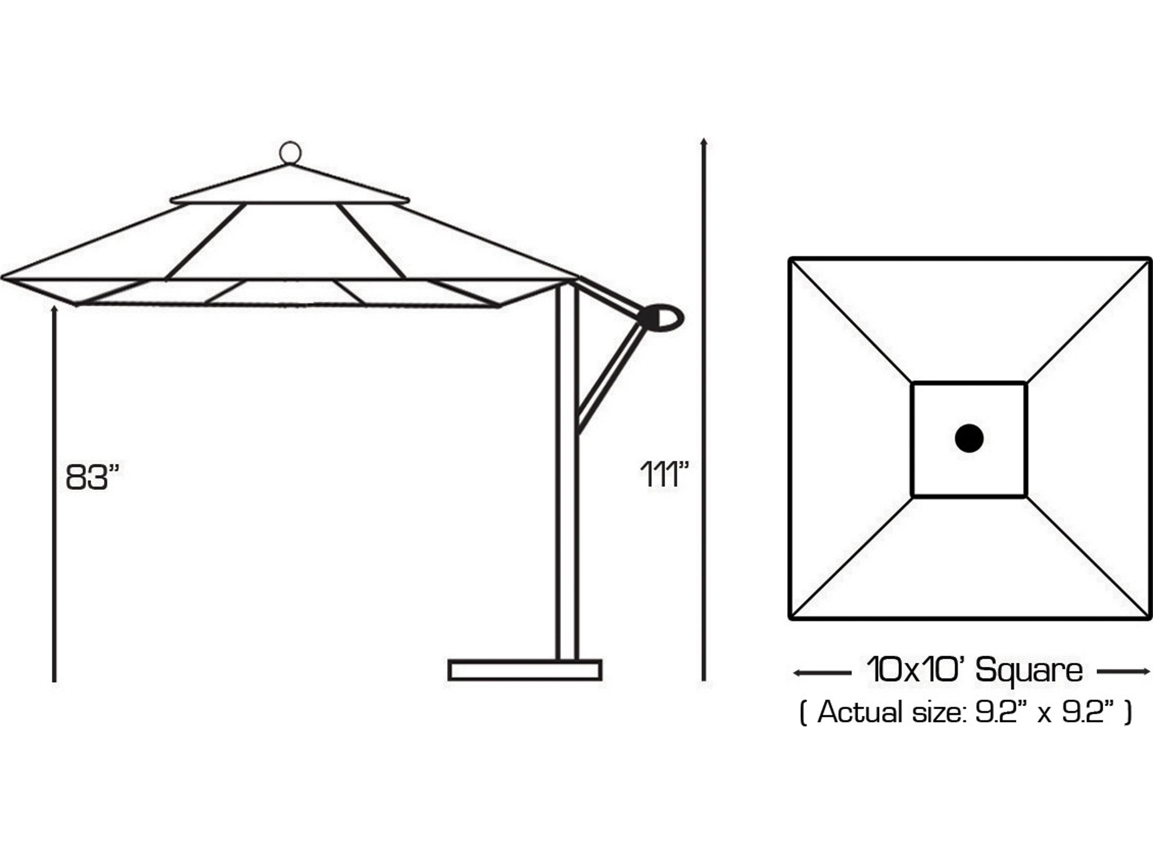 Galtech Quick Ship Cantilever Aluminum 10 x 10 Foot Square Easy Lift Patio Umbrella