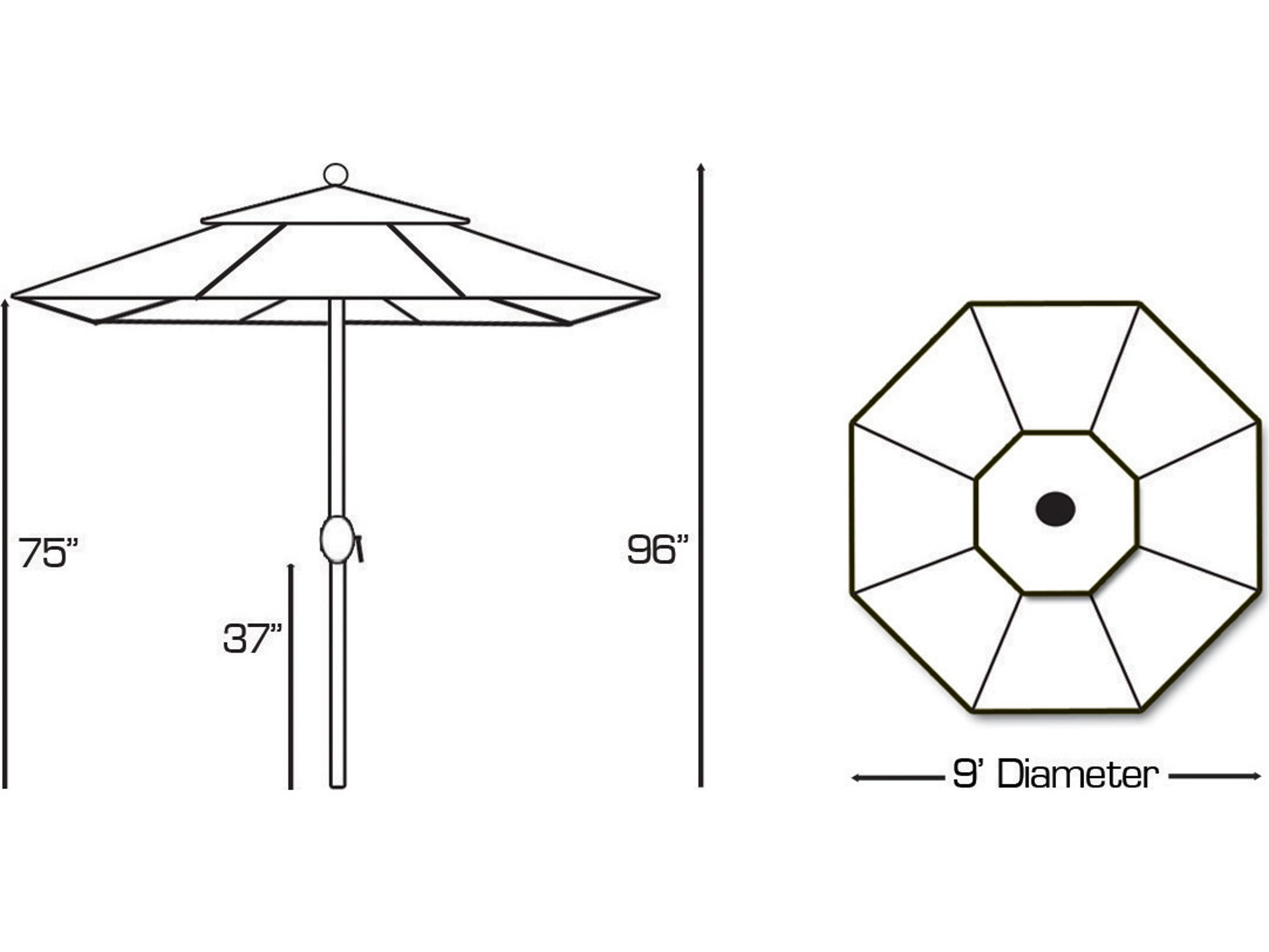 Galtech Quick Ship Aluminum 9 Foot Octagon Auto Tilt Crank Lift Outdoor Patio Umbrella with LED Lights
