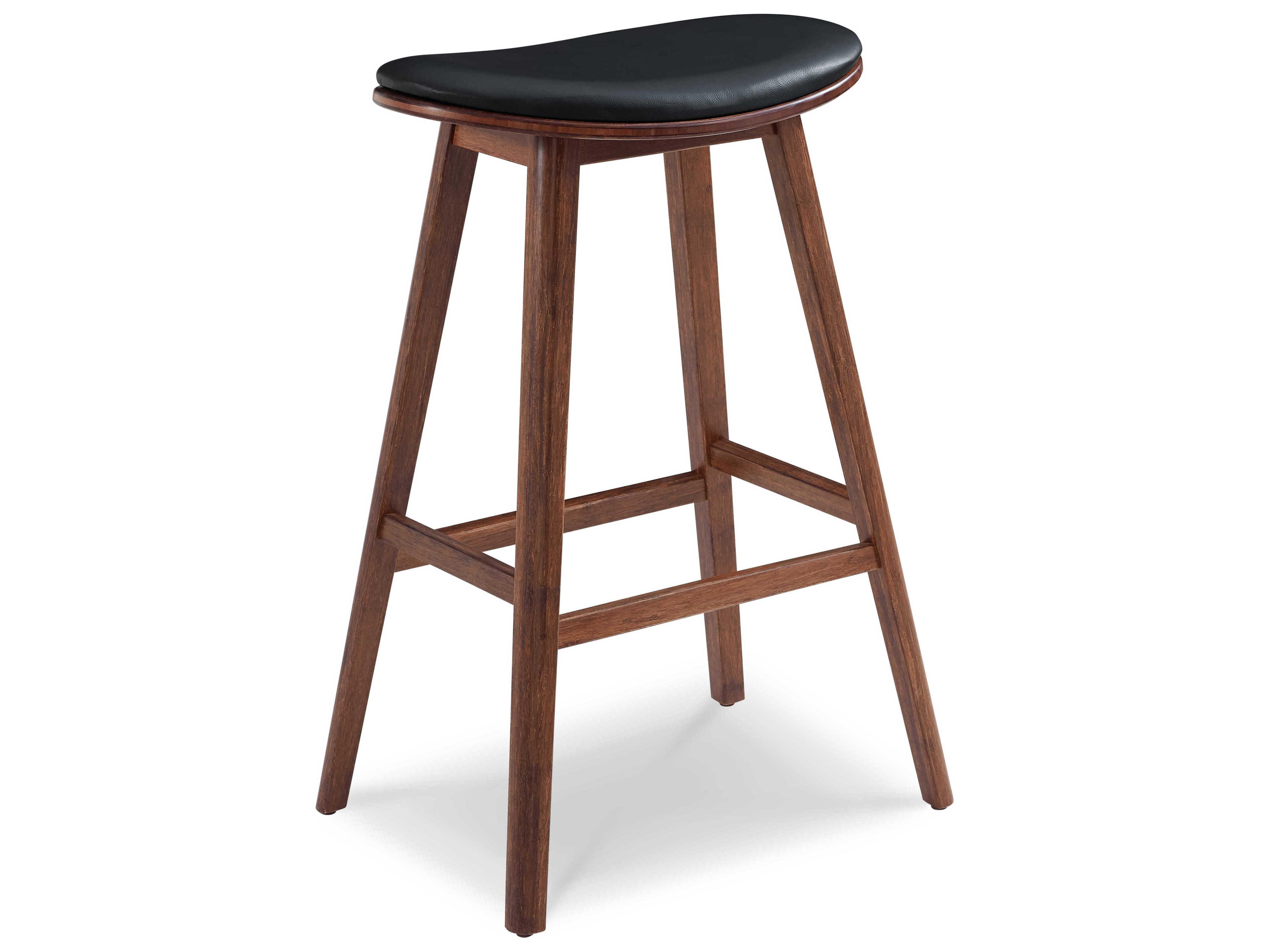 Exotic Leather Bamboo Wood Counter Stool