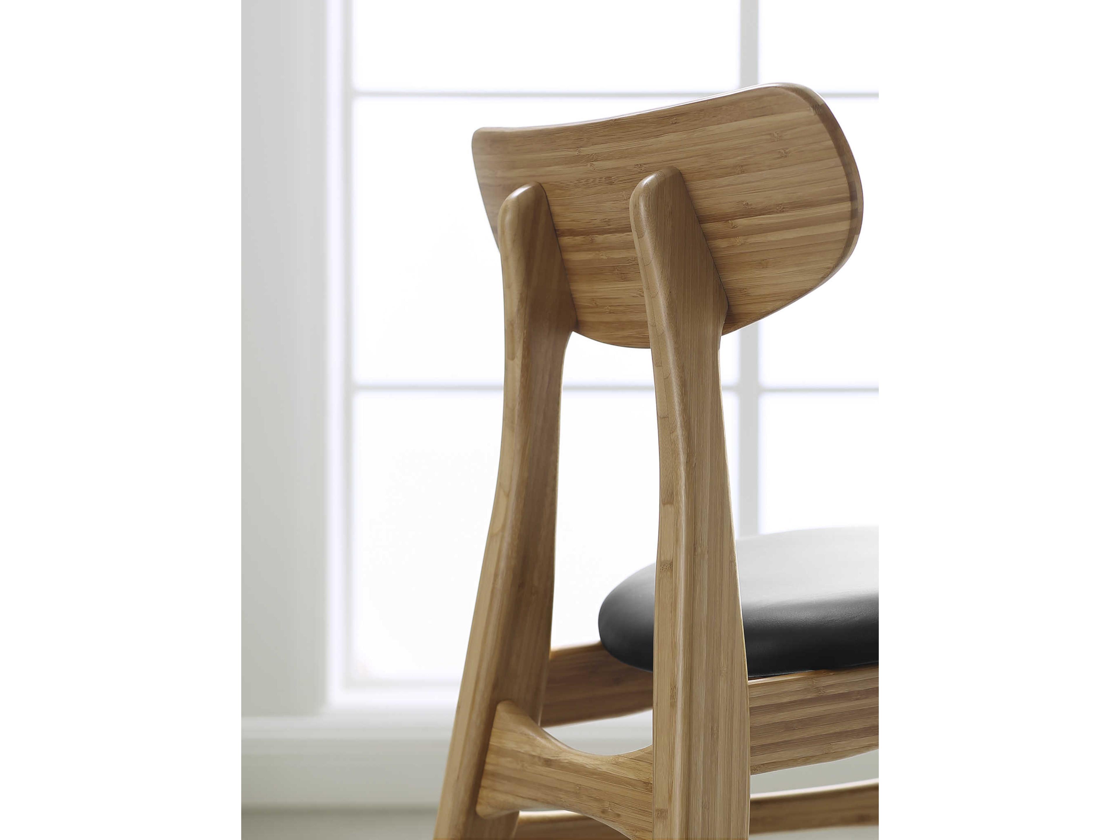 Greenington Cassia Leather Bamboo Wood Brown Upholstered Side Dining Chair