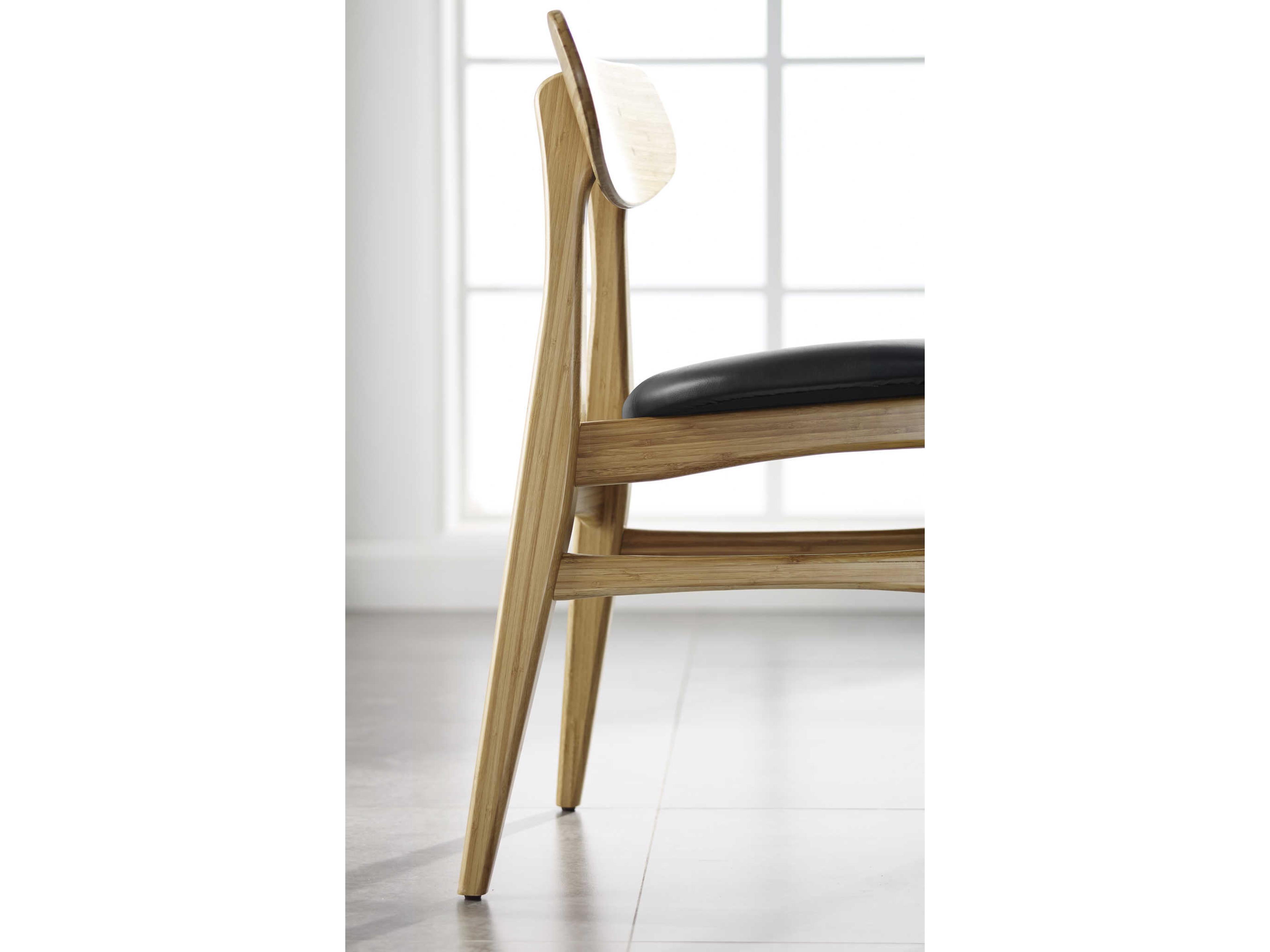 Greenington Cassia Leather Bamboo Wood Brown Upholstered Side Dining Chair