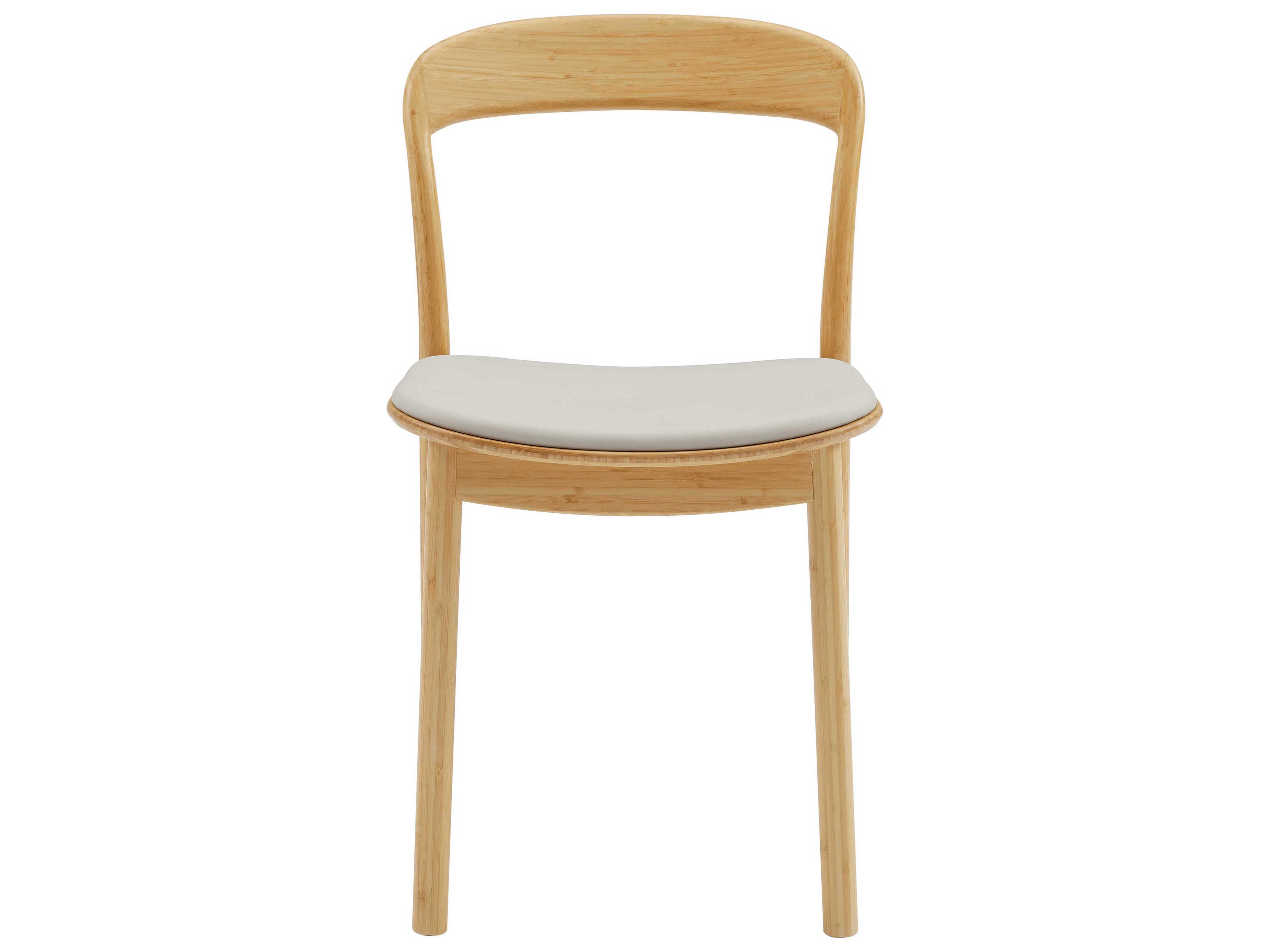 Hanna Bamboo Wood Brown Upholstered Side Dining Chair