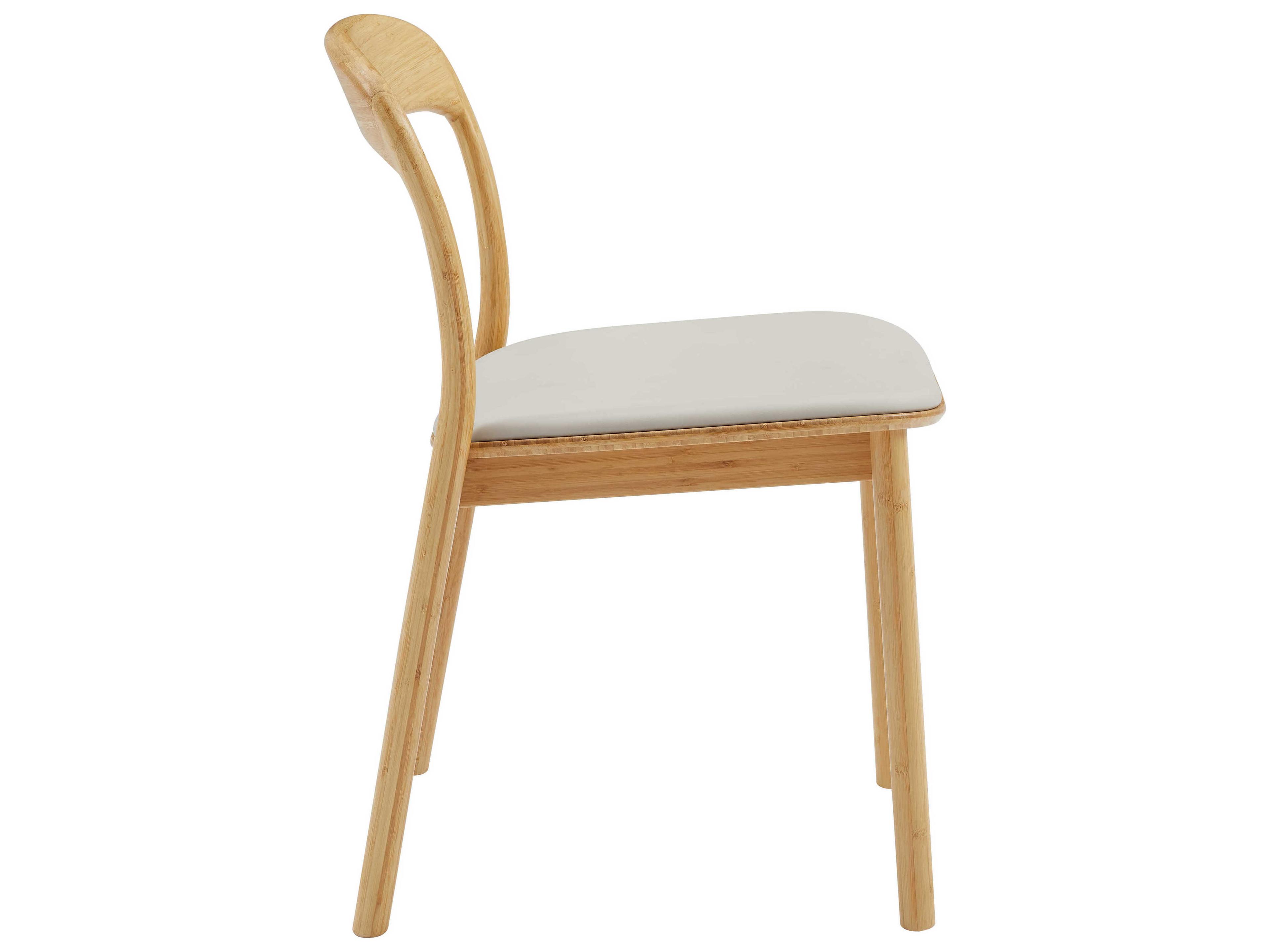 Greenington Hanna Bamboo Wood Brown Upholstered Side Dining Chair