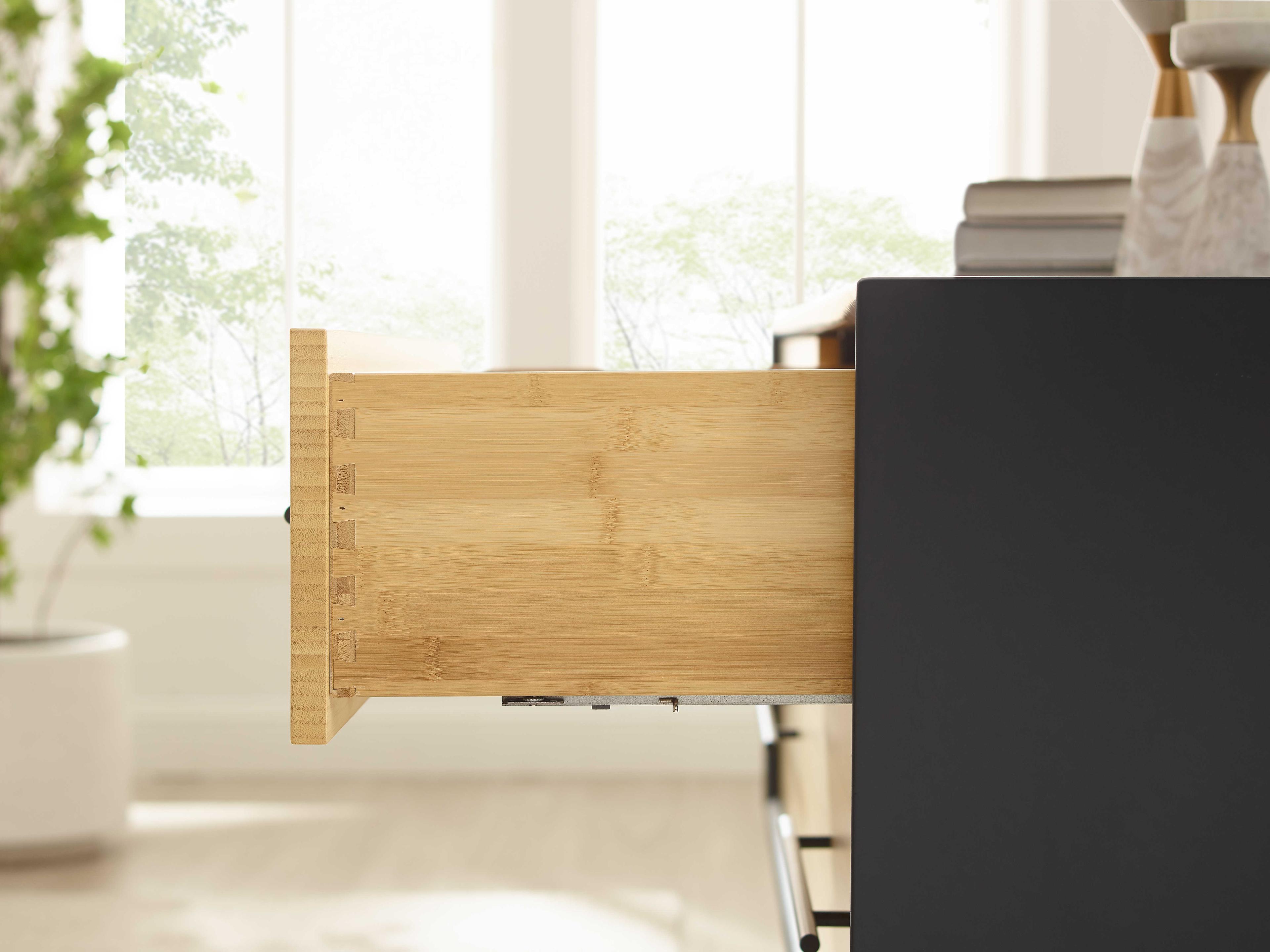 Greenington Santa Cruz 4-Drawers Wheat Black Bamboo Wood Accent Chest