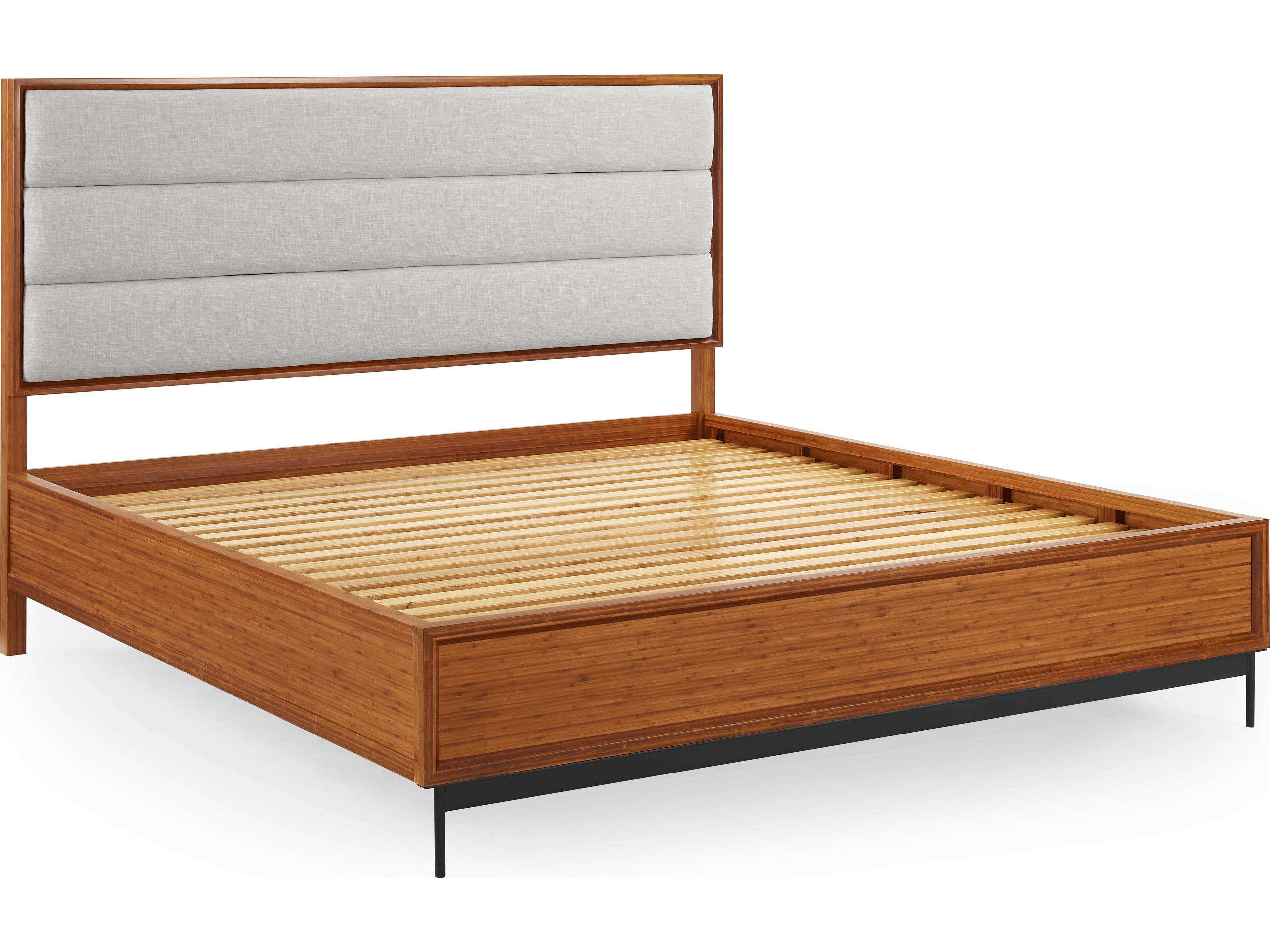 Greenington Taylor Amber Brown Bamboo Wood Upholstered Queen Platform Bed