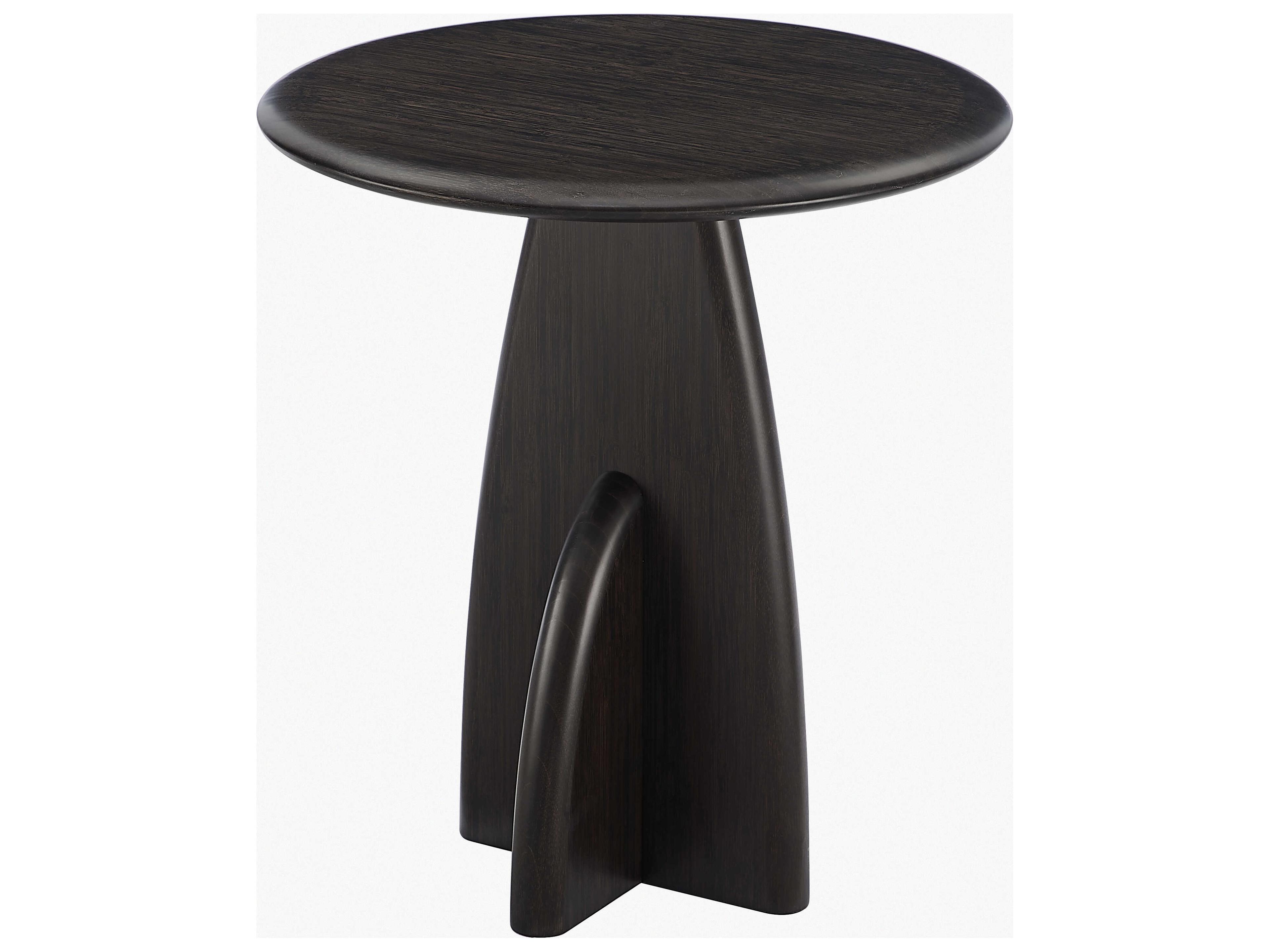 Zephyr Round Bamboo Caviar End Table