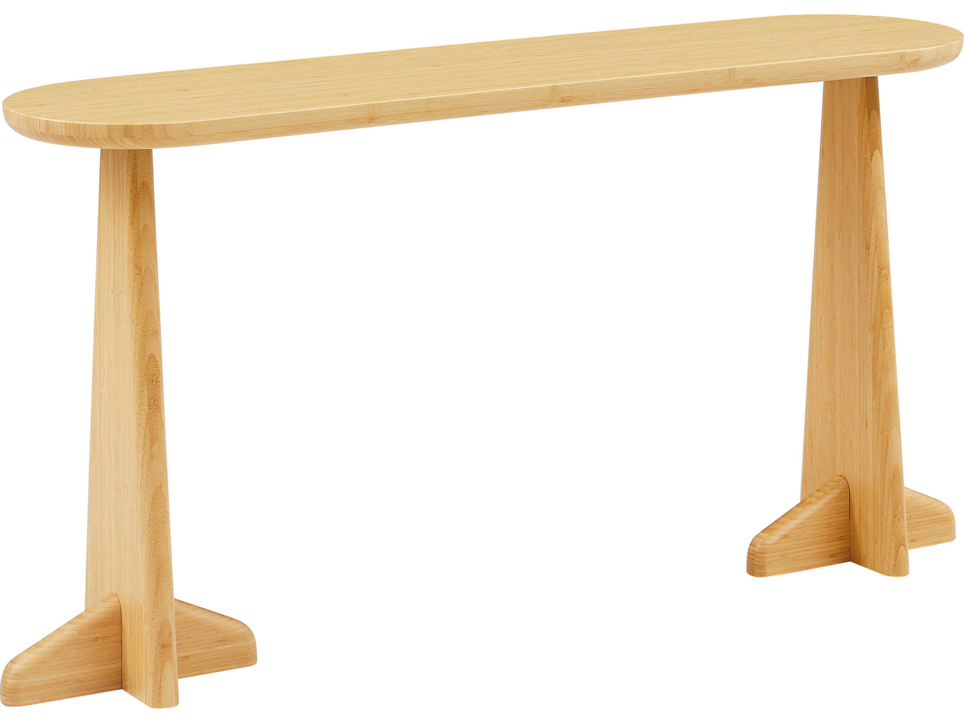 Zephyr Oval Bamboo Wheat Console Table