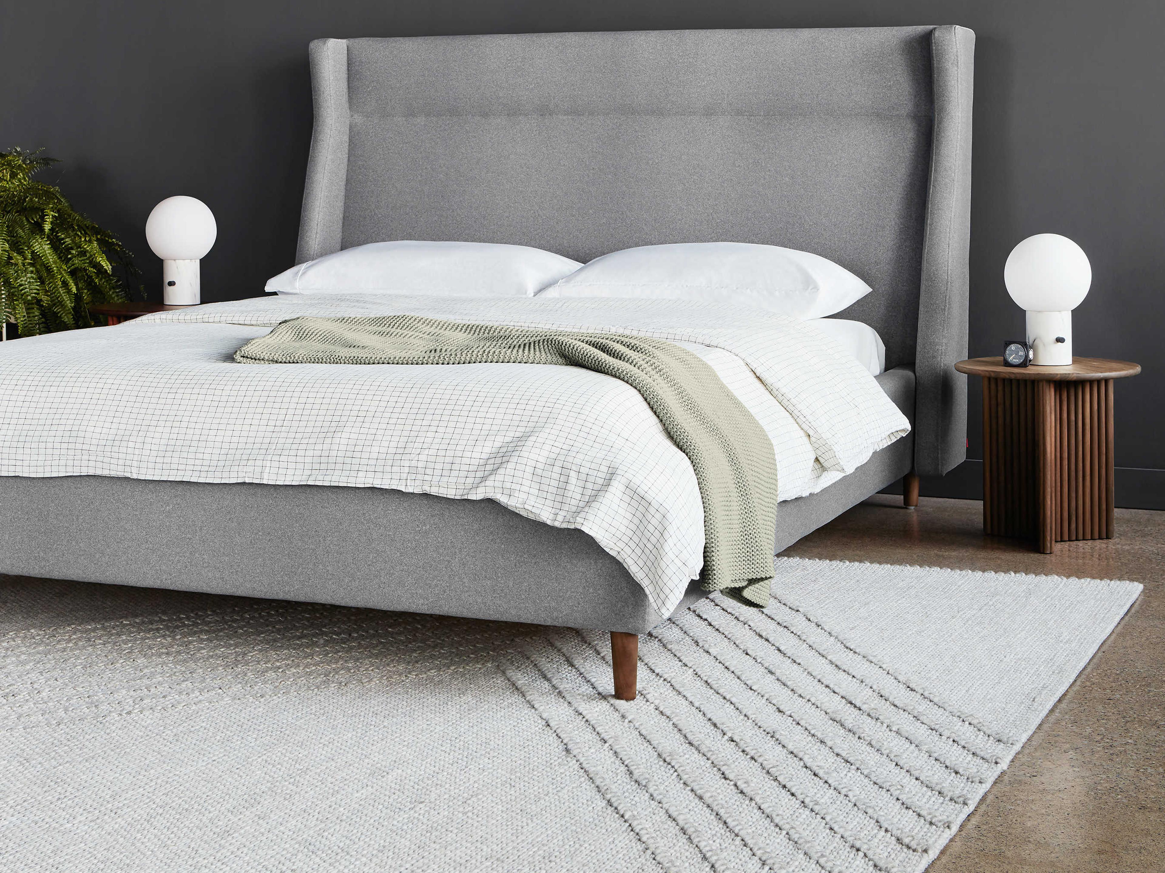 Gus* Modern Carmichael Merino Dapple Brown Wood King Platform Bed