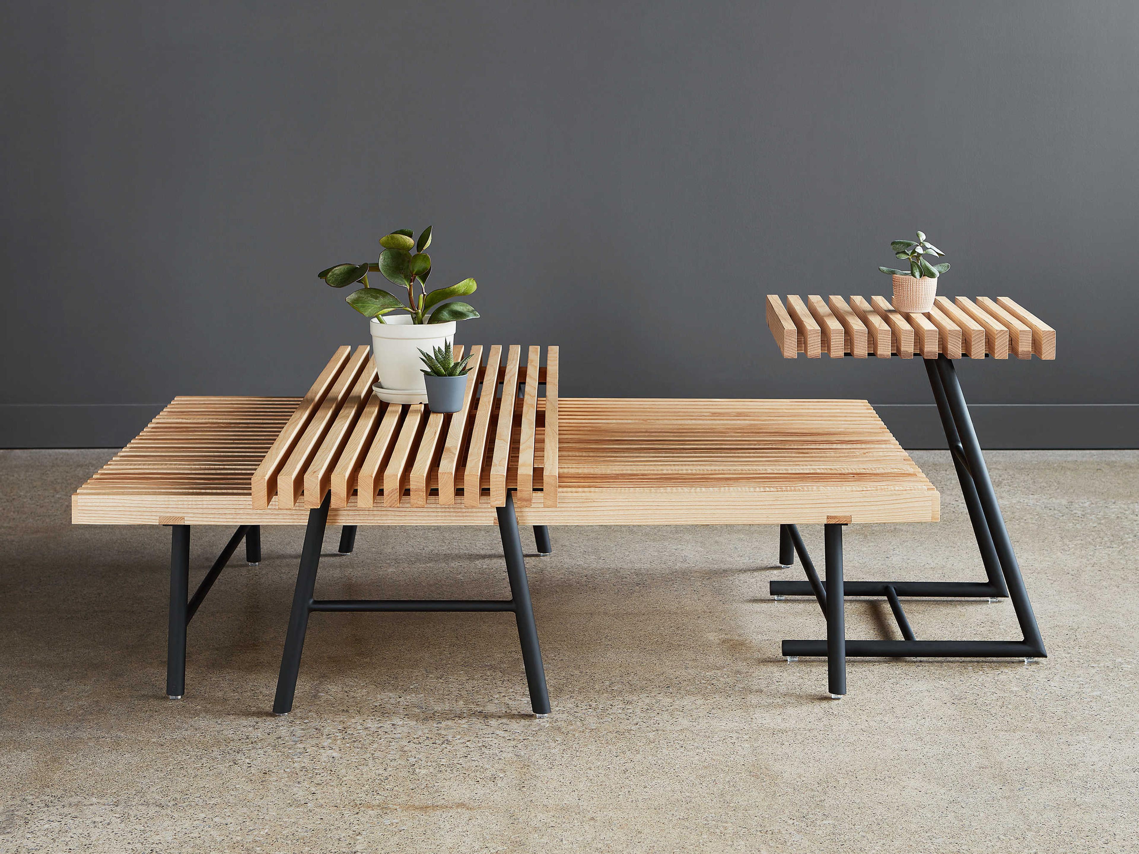 Gus* Modern Transit Black Ash Natural Brown Accent Bench