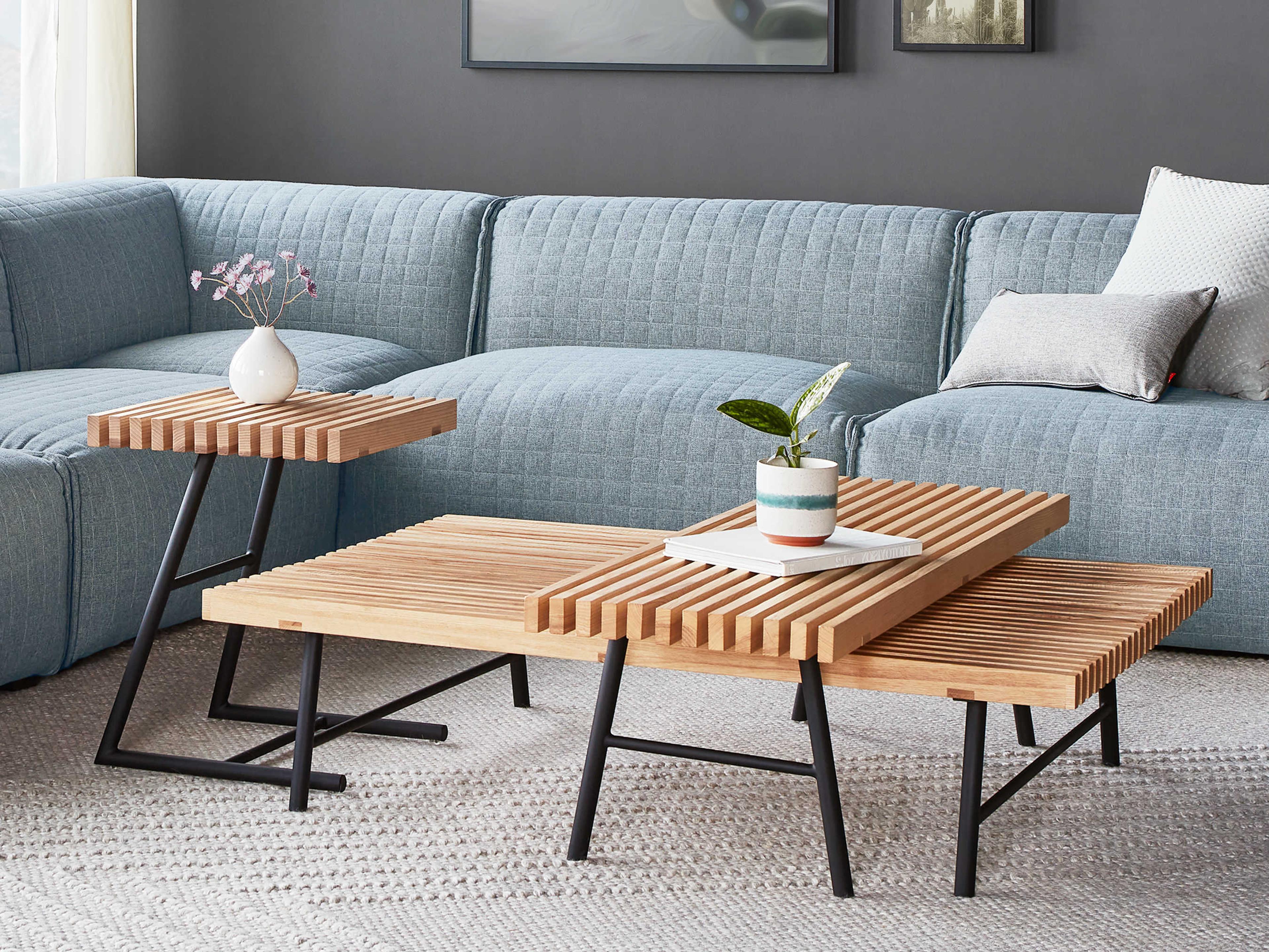 Gus* Modern Transit Black Ash Natural Brown Accent Bench