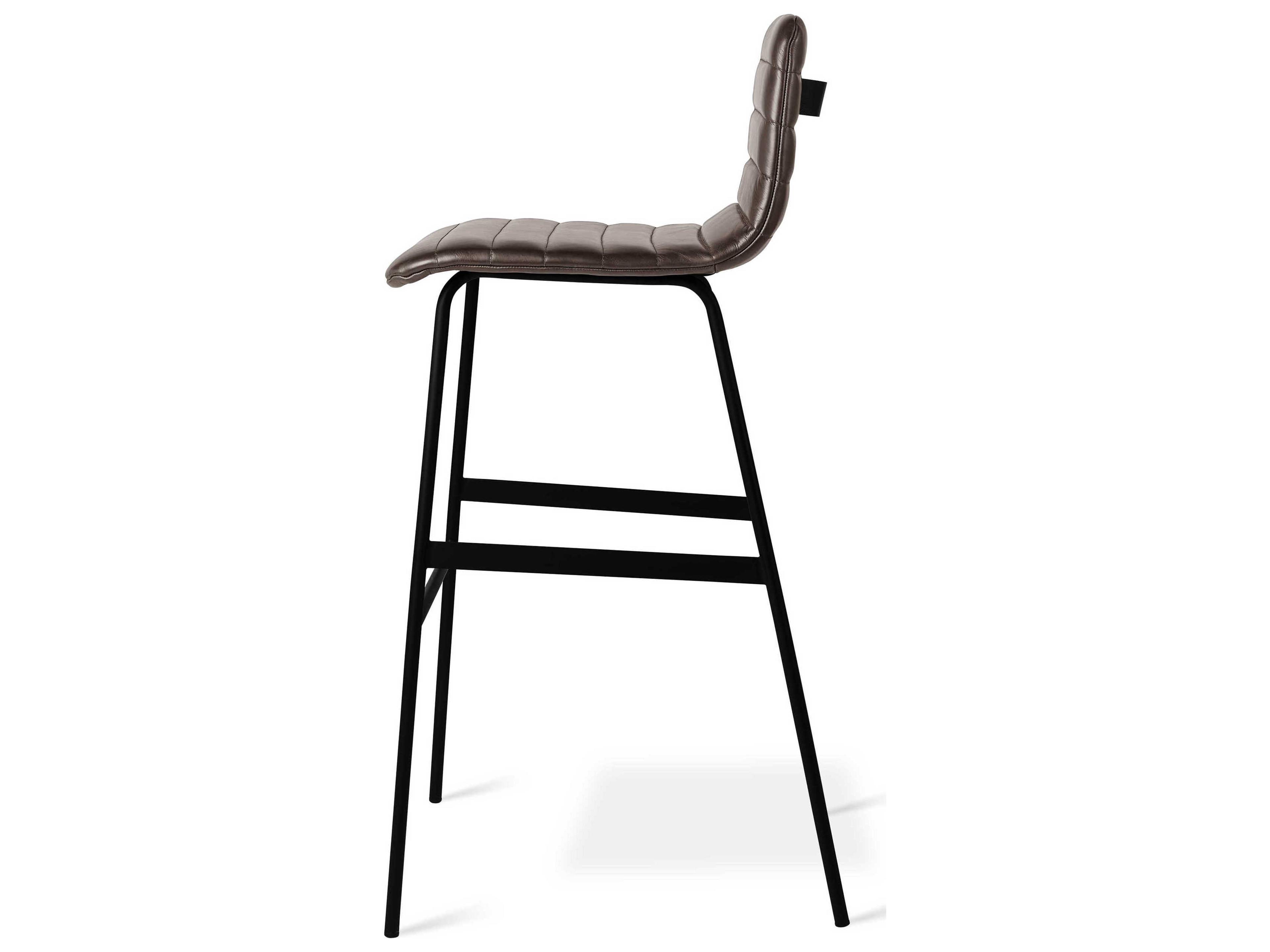 Gus* Modern Lecture Leather Saddle Grey Bar Stool