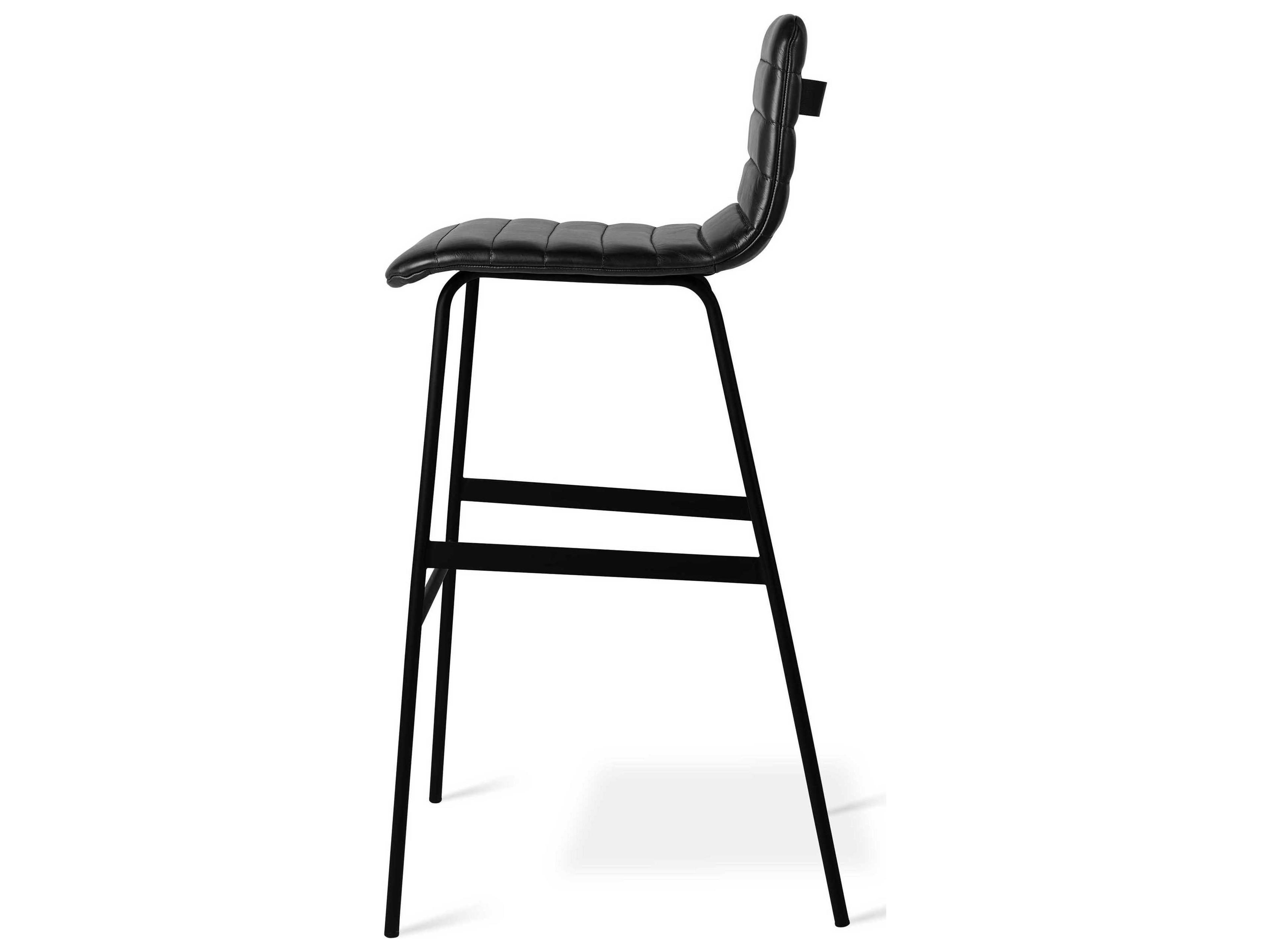Gus* Modern Lecture Leather Saddle Black Bar Stool