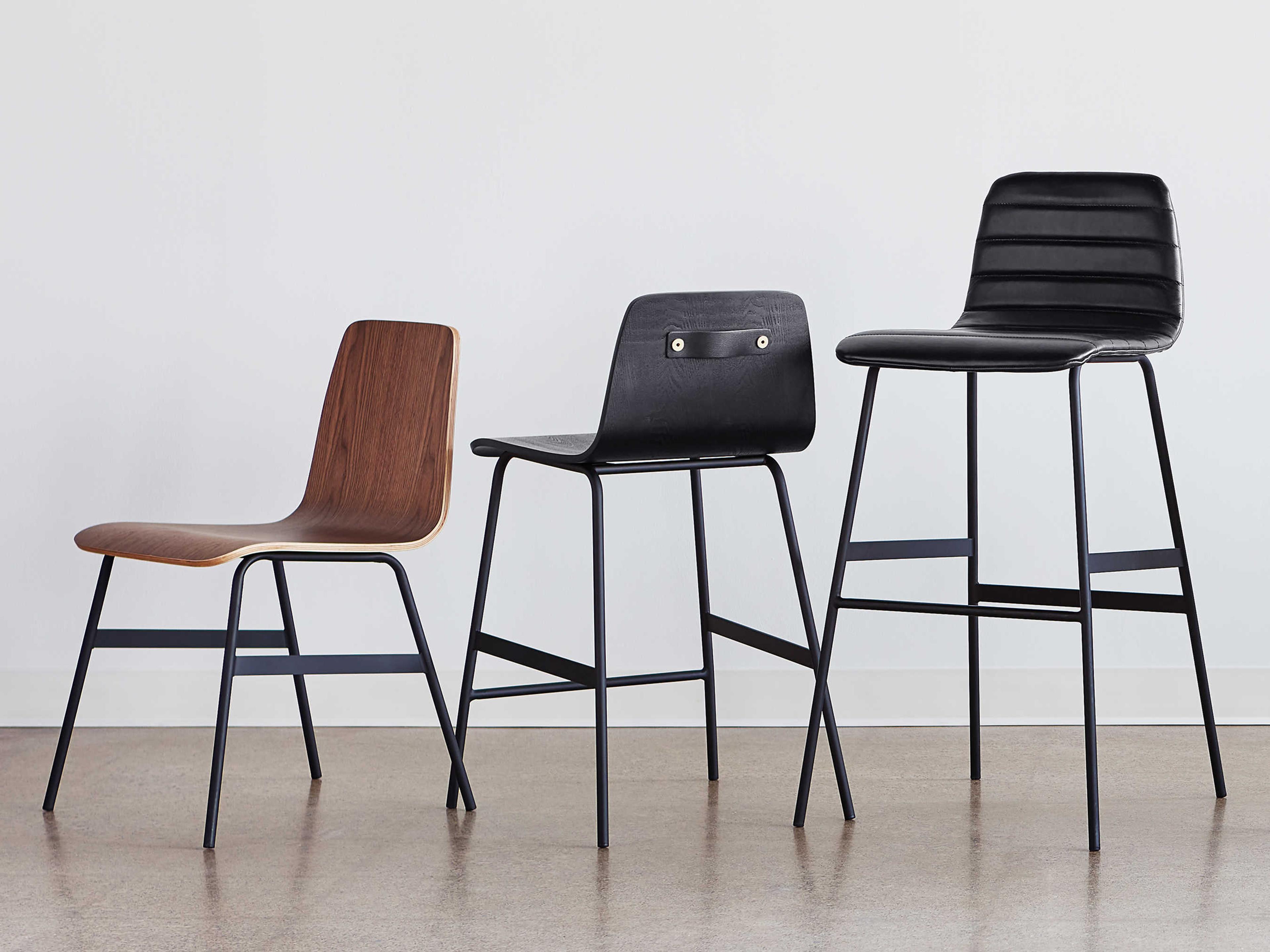 Gus* Modern Lecture Leather Saddle Black Bar Stool