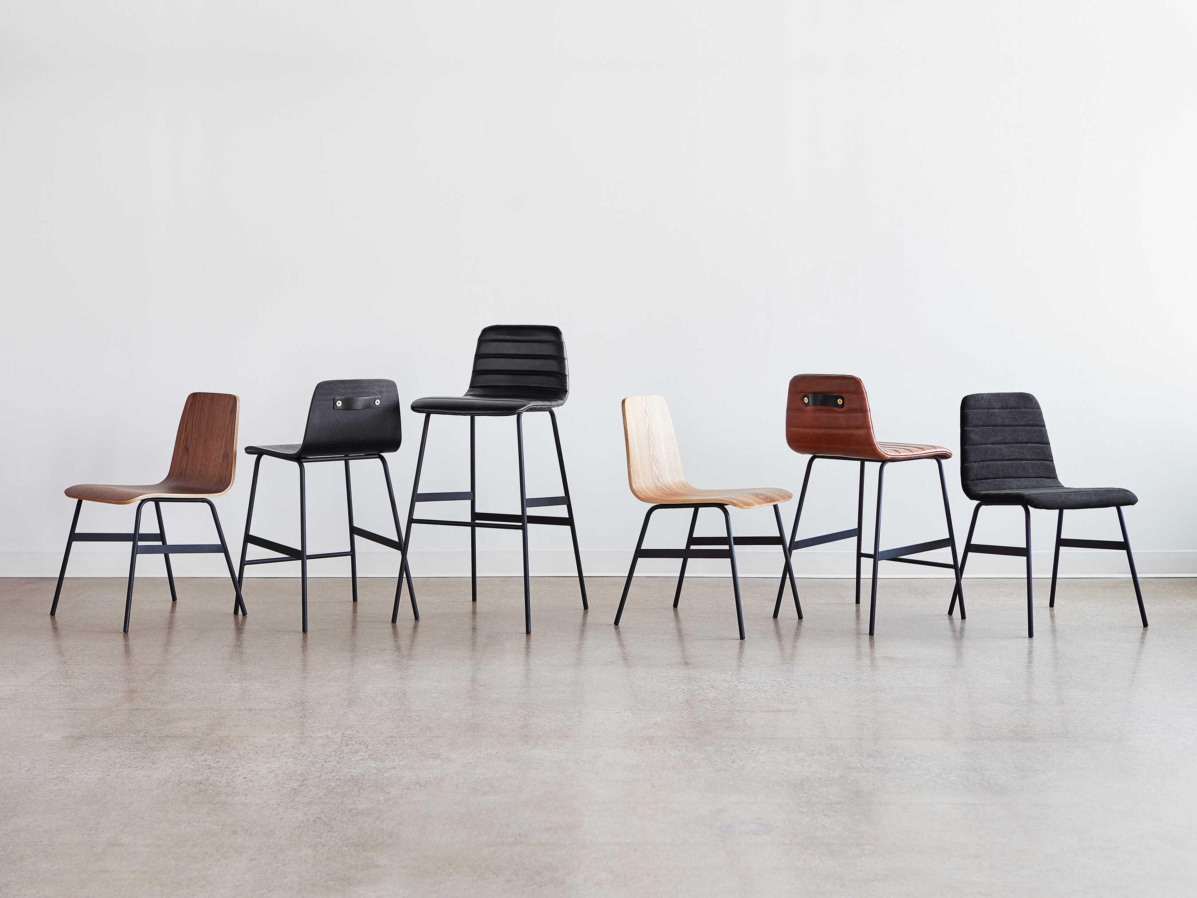 Gus* Modern Lecture Leather Saddle Black Bar Stool