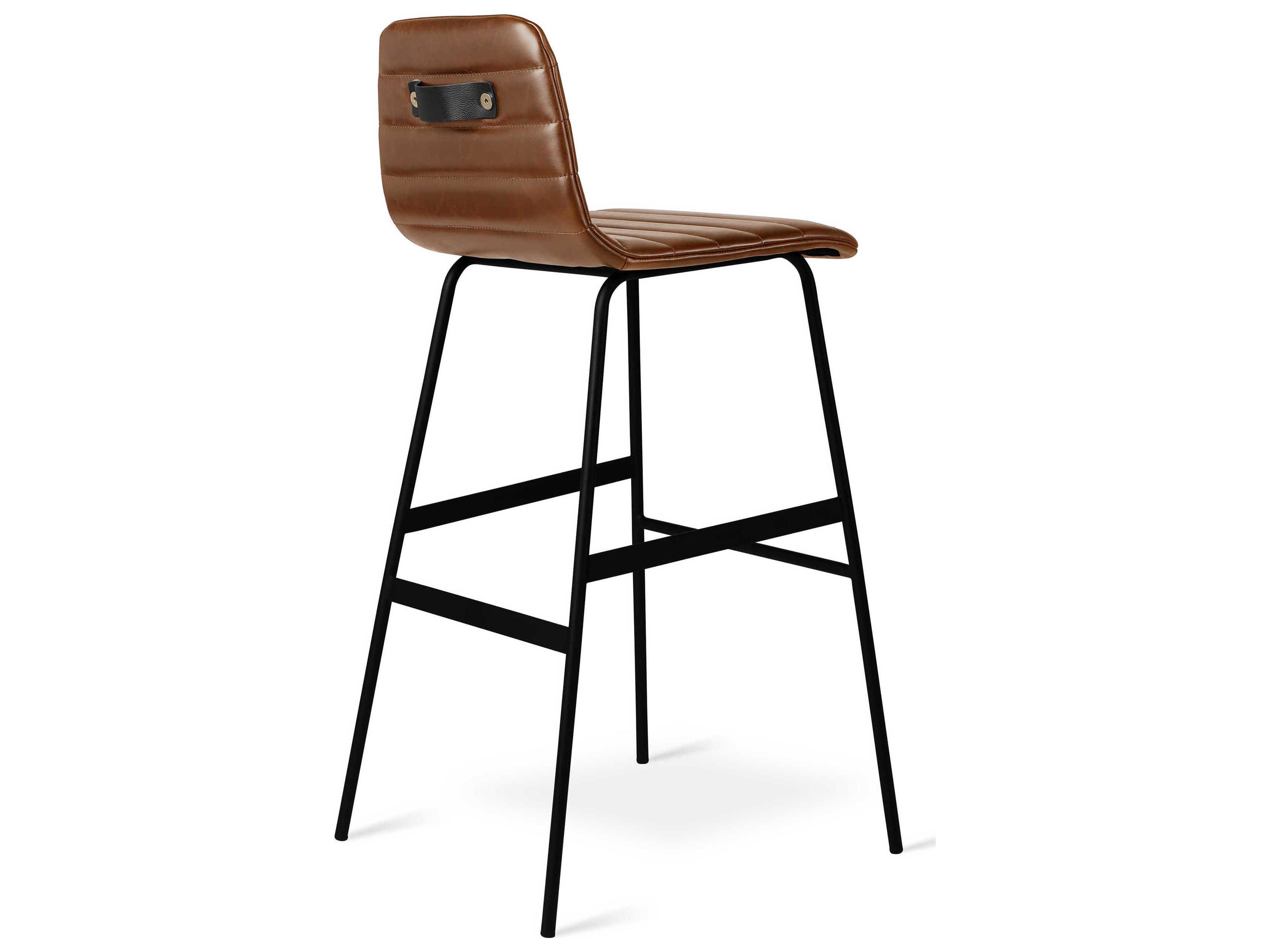Gus* Modern Lecture Leather Saddle Brown Bar Stool