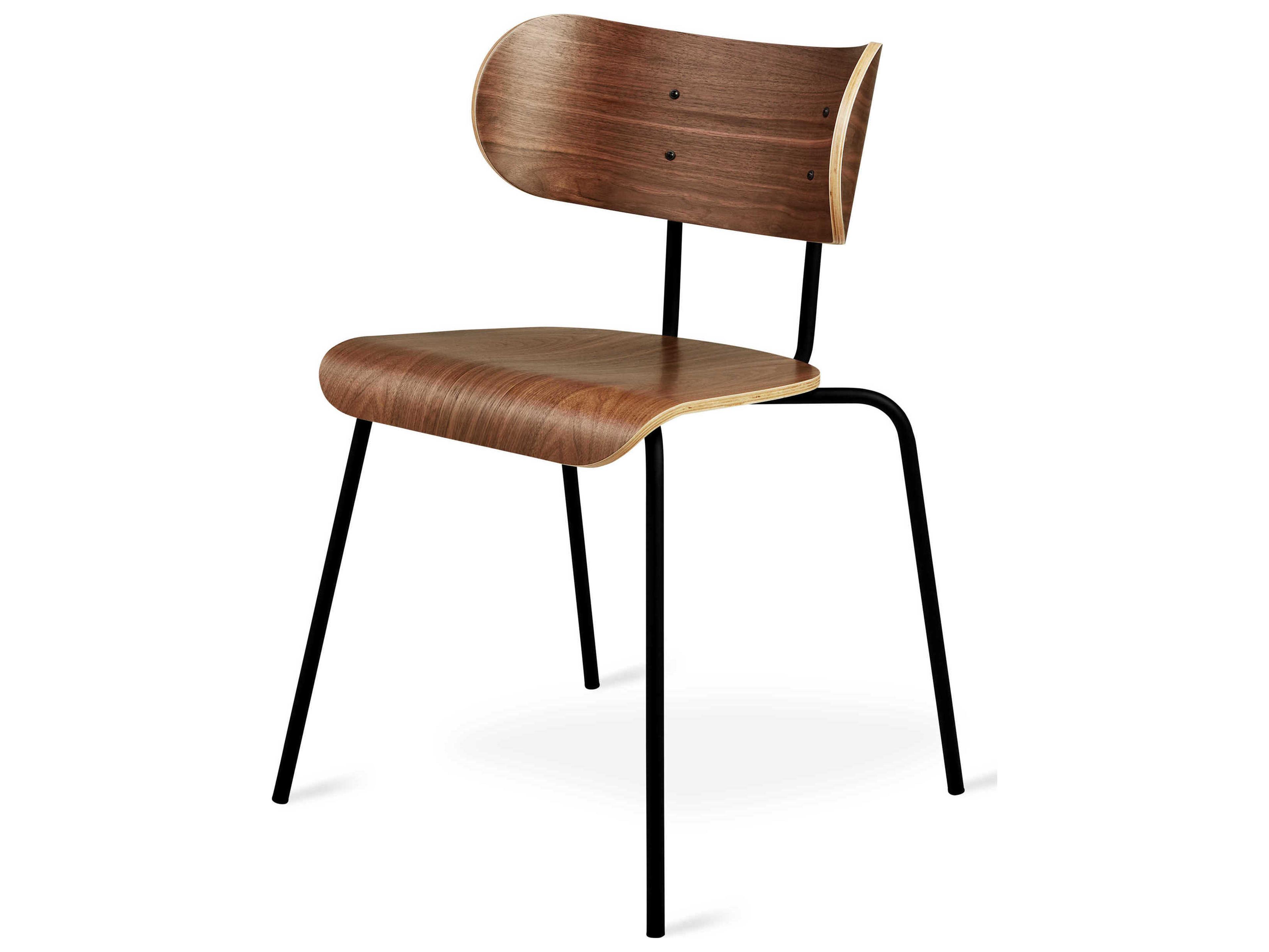 Bantam Walnut Wood Black Side Dining Chair