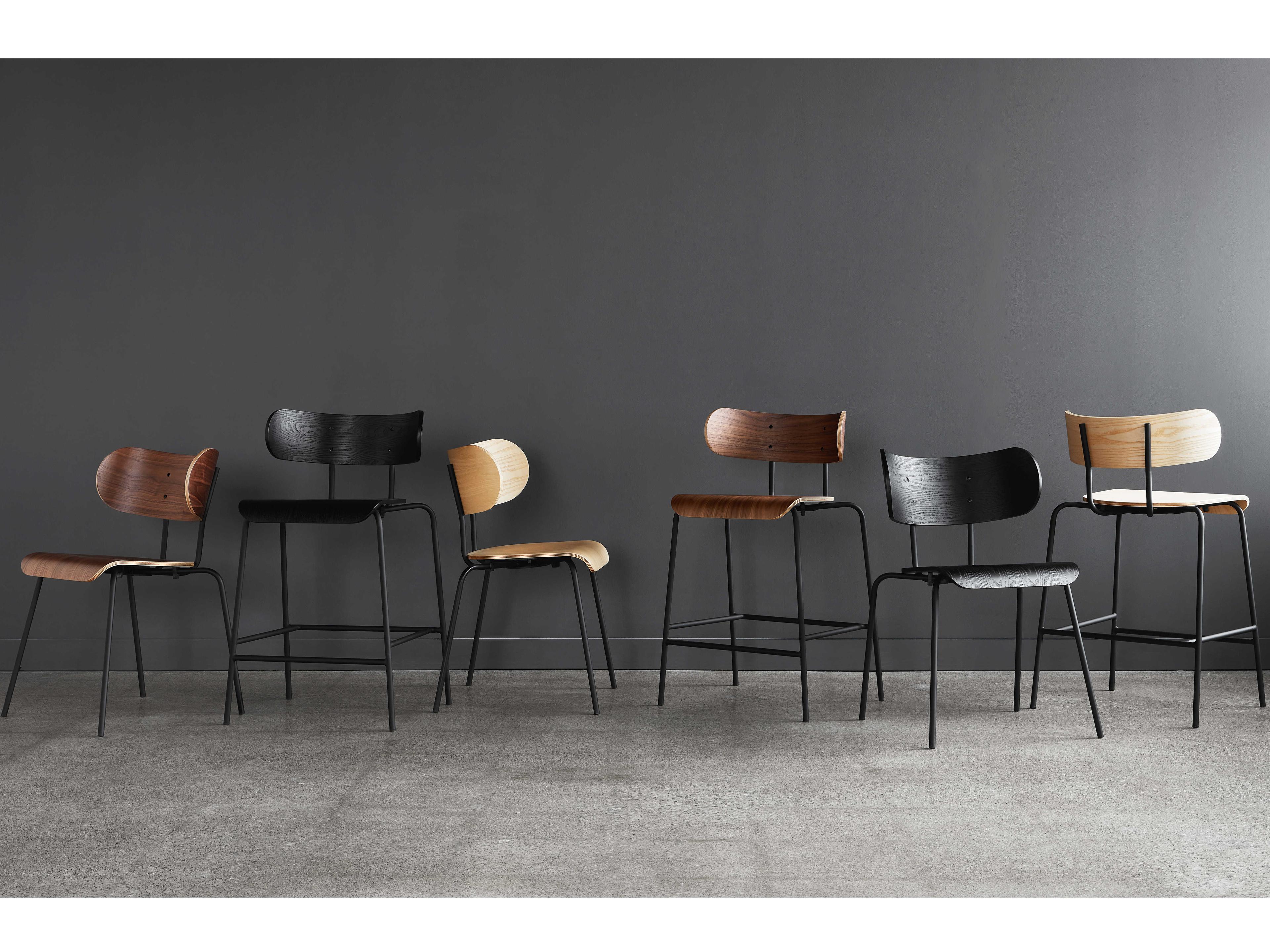 Gus* Modern Bantam Walnut Wood Black Side Dining Chair