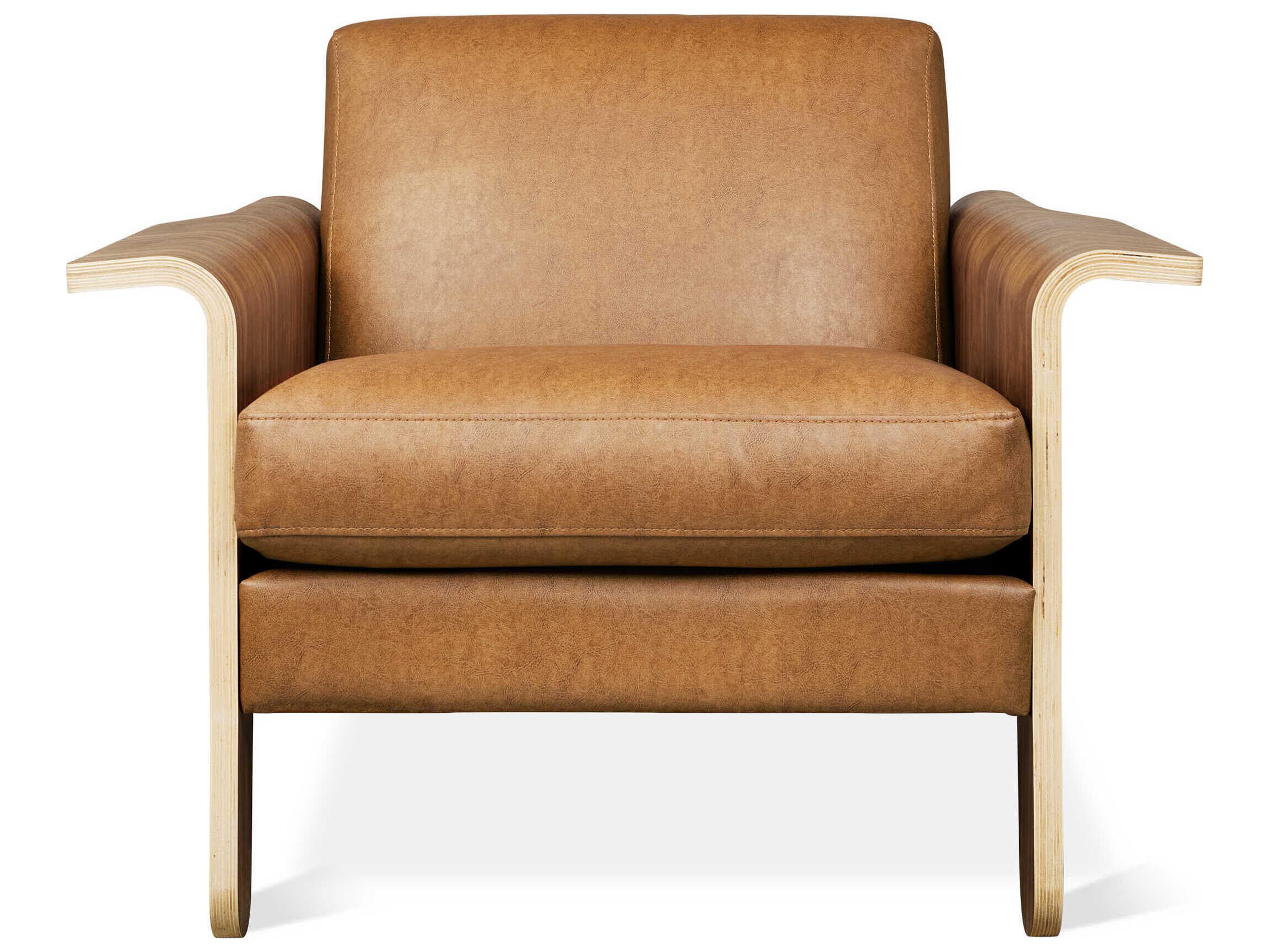 Gus* Modern Lodge Vegan Appleskin Cognac Brown Leather Accent Chair