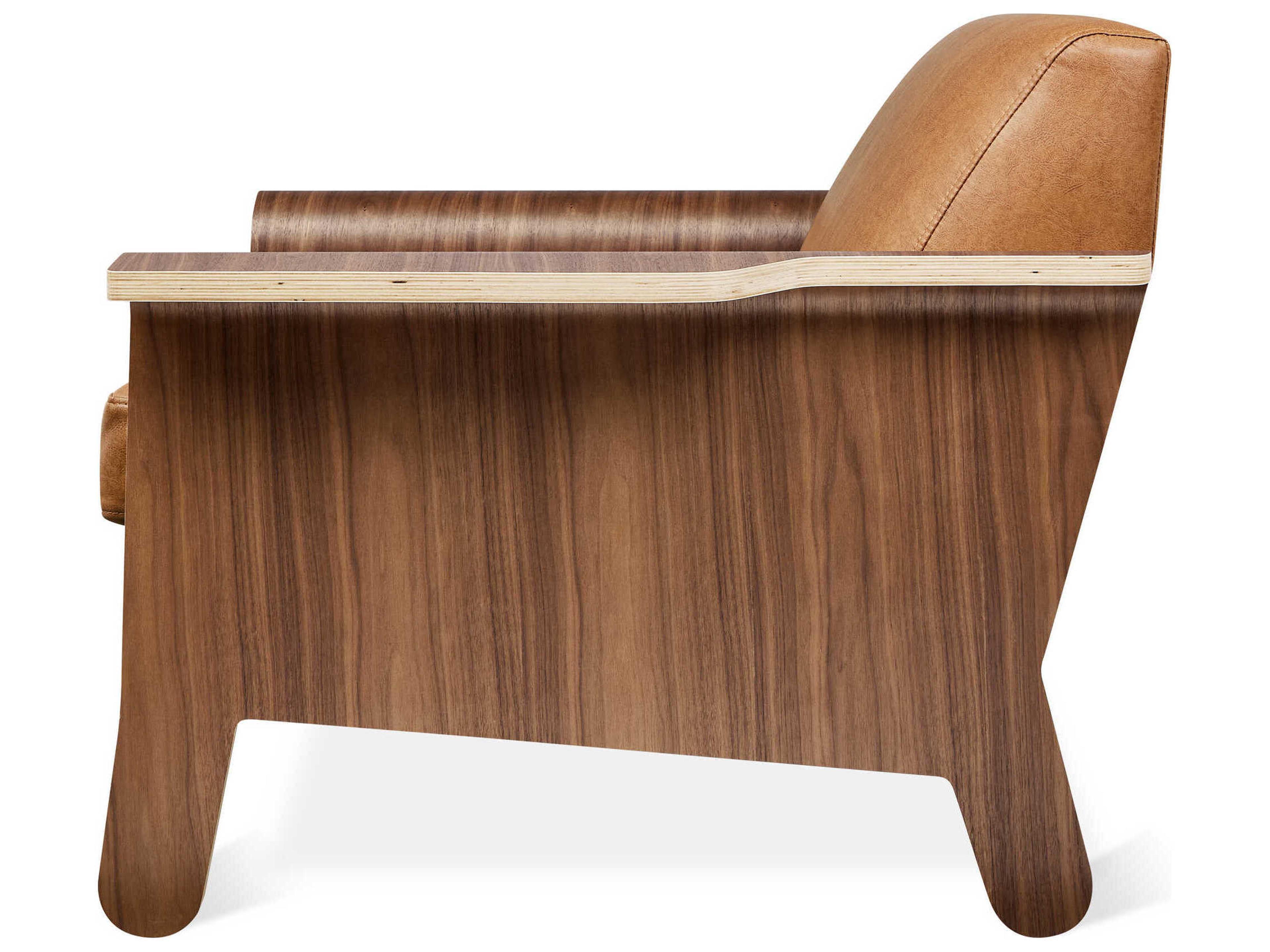 Gus* Modern Lodge Vegan Appleskin Cognac Brown Leather Accent Chair