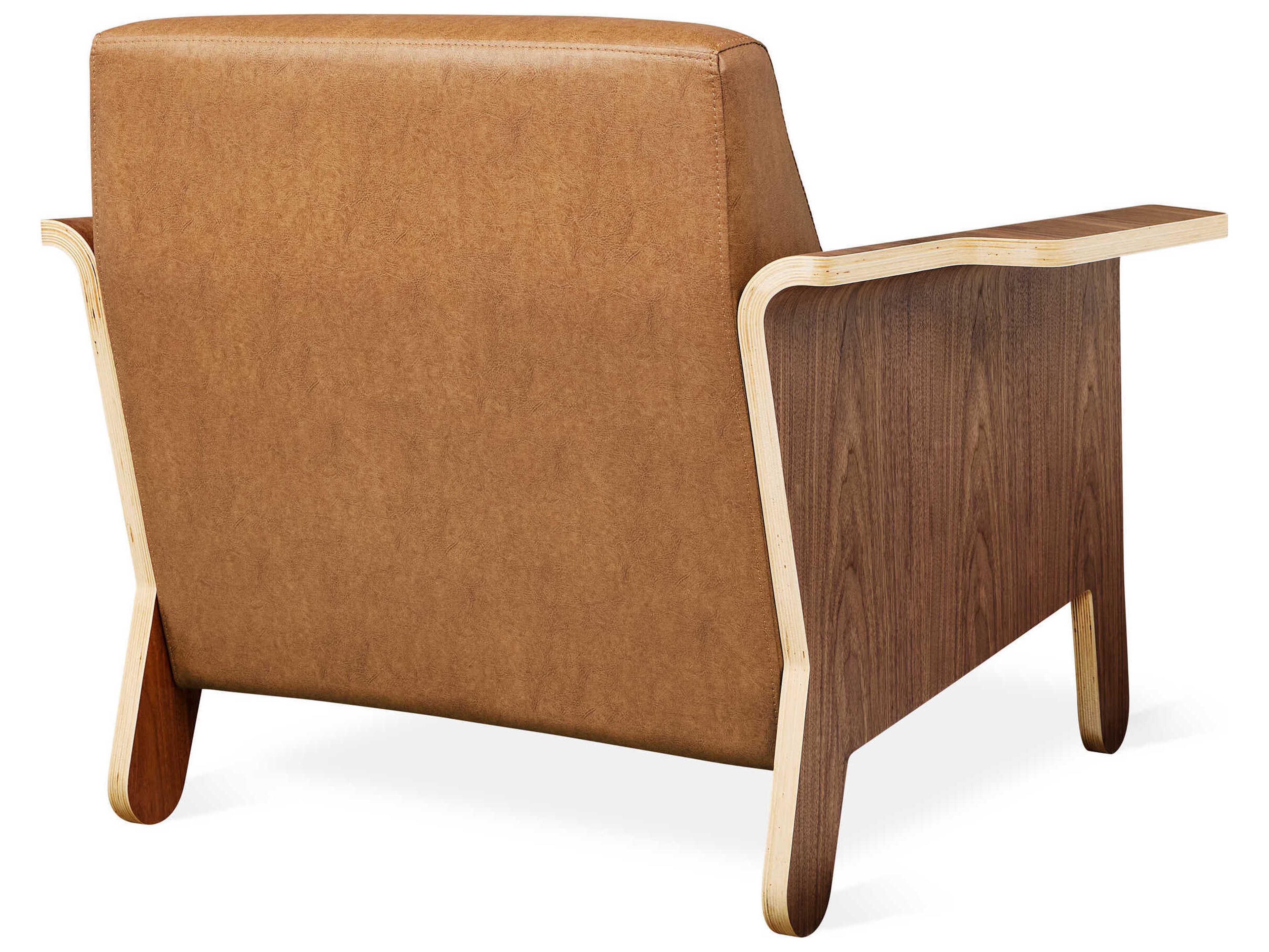 Gus* Modern Lodge Vegan Appleskin Cognac Brown Leather Accent Chair