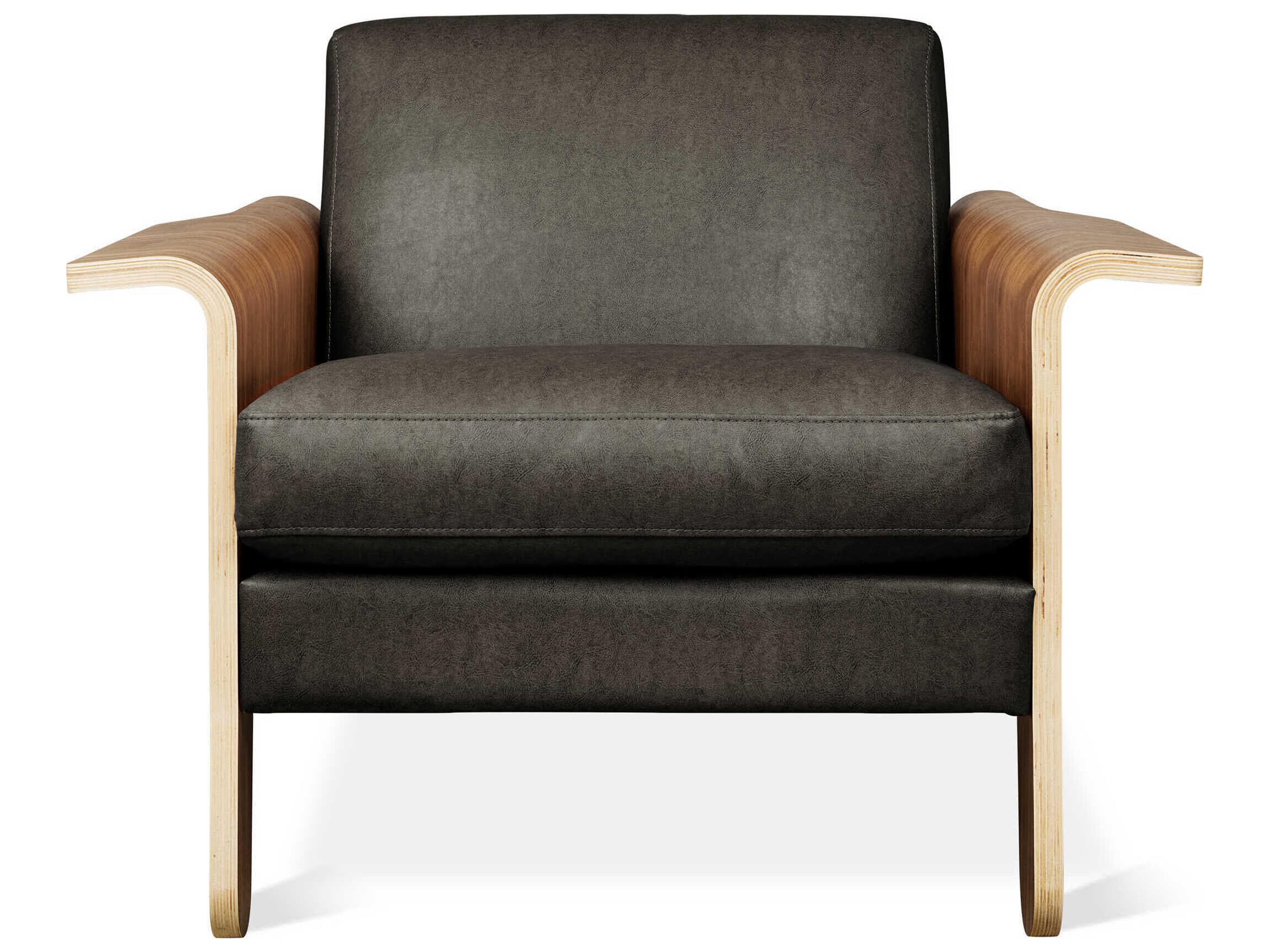 Gus* Modern Lodge Vegan Appleskin Licorice Black Leather Accent Chair